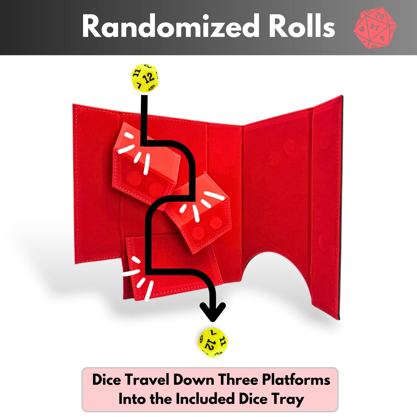 Luck Lab Folding Dice Tower & Tray - Dragon Design (Black/Red) | RPG Tabletop