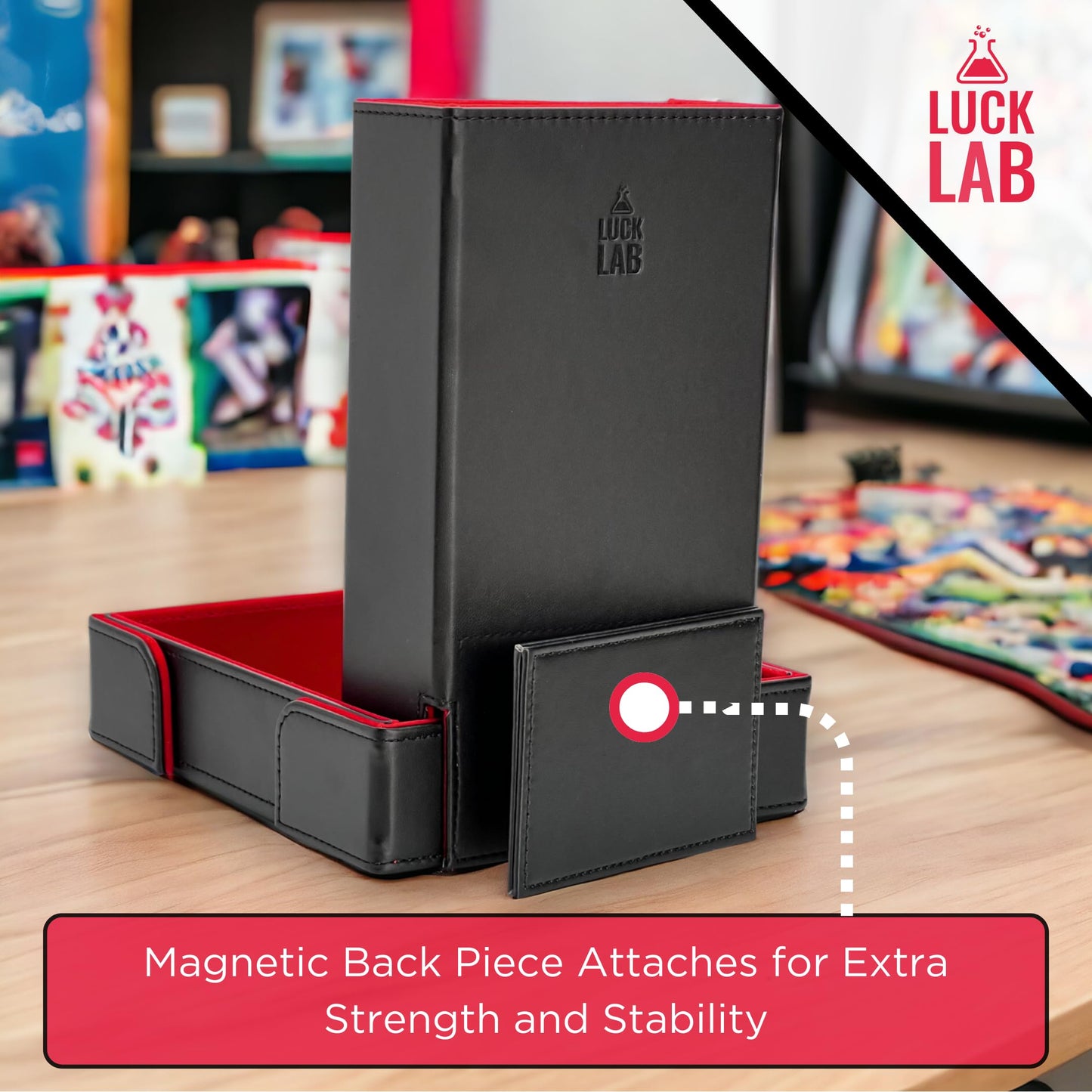 Luck Lab Folding Dice Tower & Tray - Dragon Design (Black/Red) | RPG Tabletop