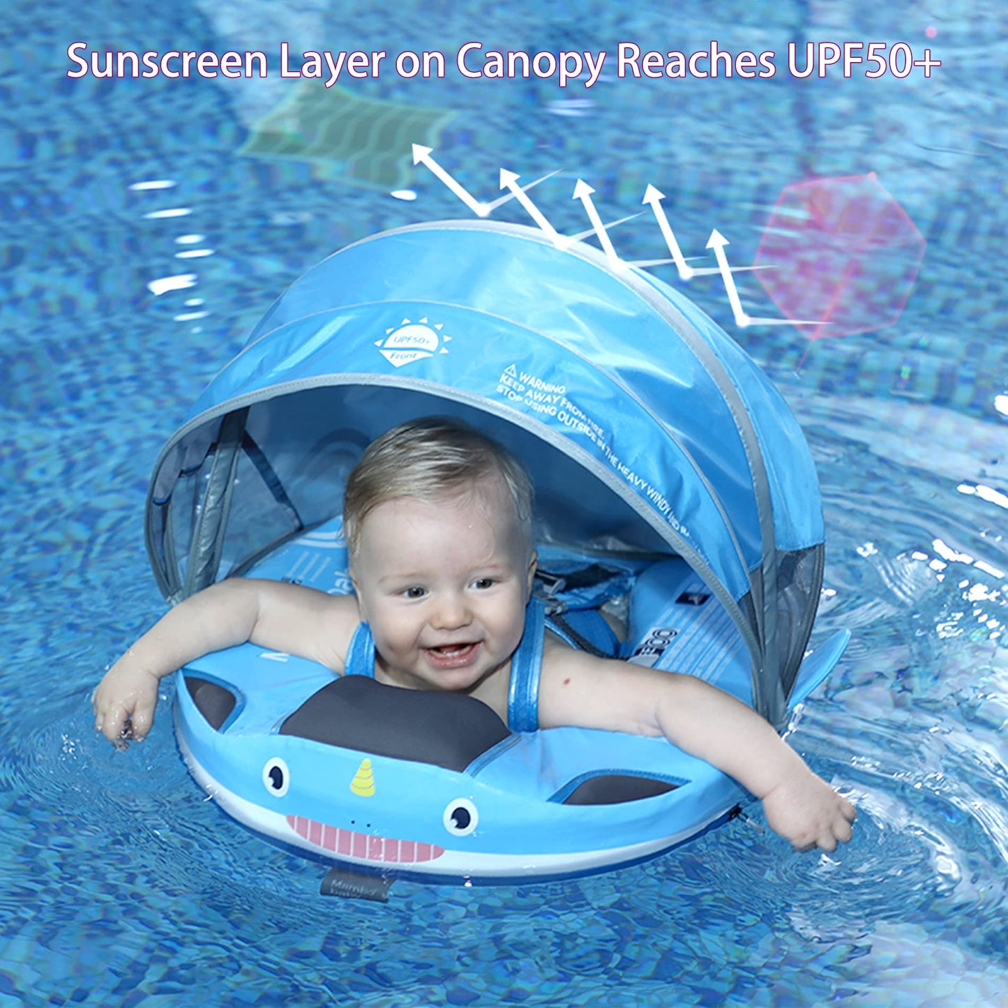 Luckclubtojoy Mambobaby Narwhal Pink Float with Canopy & Tail – Non-Inflatable Baby Pool Float