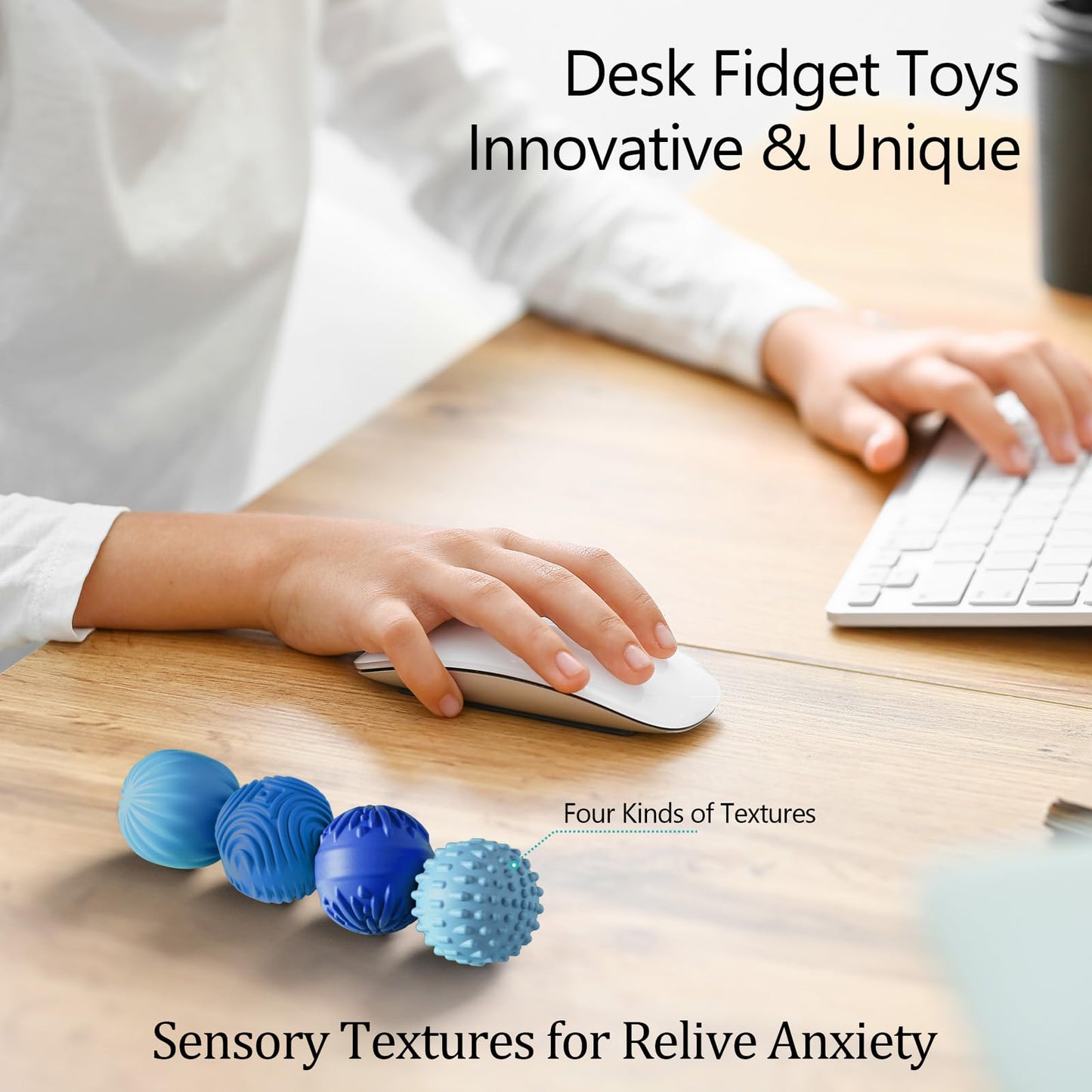 Luckdoor Silicone Magnetic Balls Fidget Toys – 4-Pack Desk Stress Relief for Adults & Teens