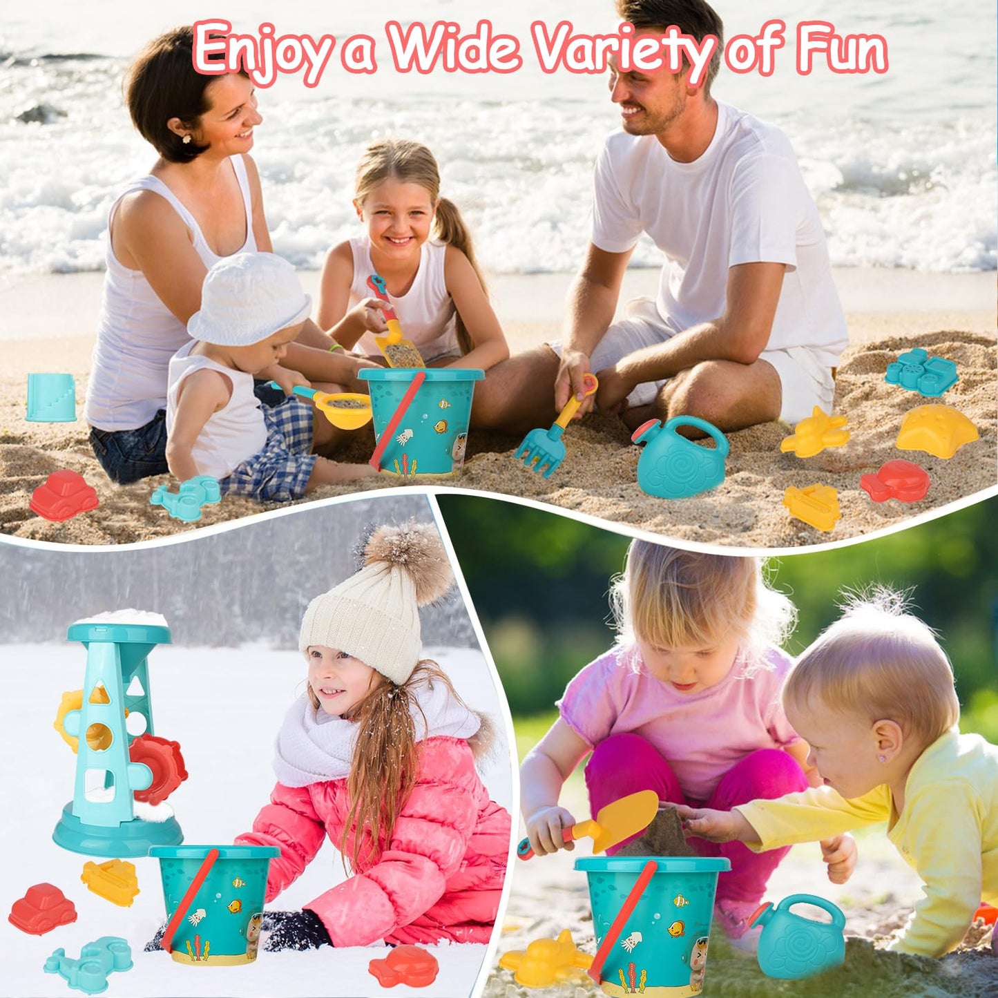 LUCKFUTURE Beach Toys 25-Piece Set – Non-Toxic, BPA-Free Sand & Water Play for Kids (3-12)