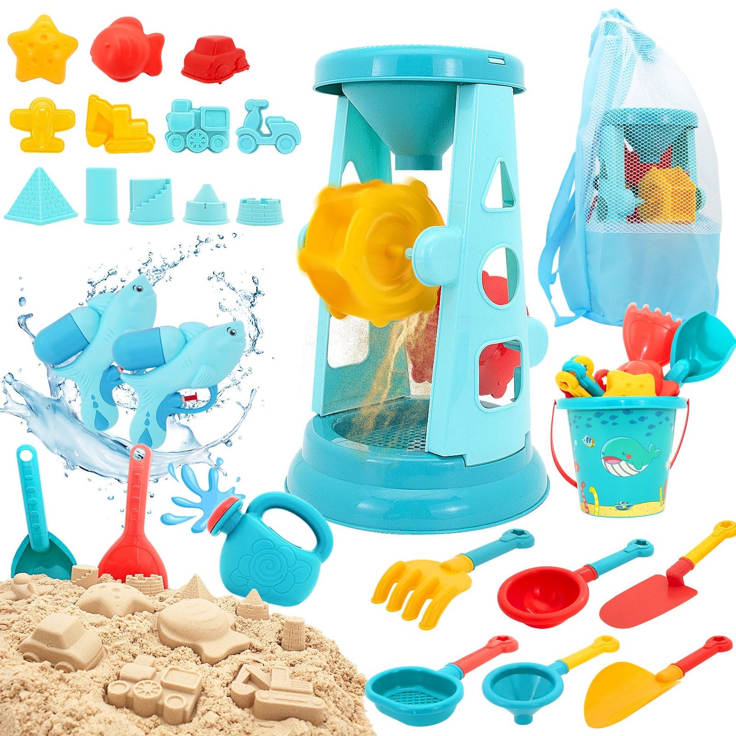 LUCKFUTURE Beach Toys 25-Piece Set – Non-Toxic, BPA-Free Sand & Water Play for Kids (3-12)