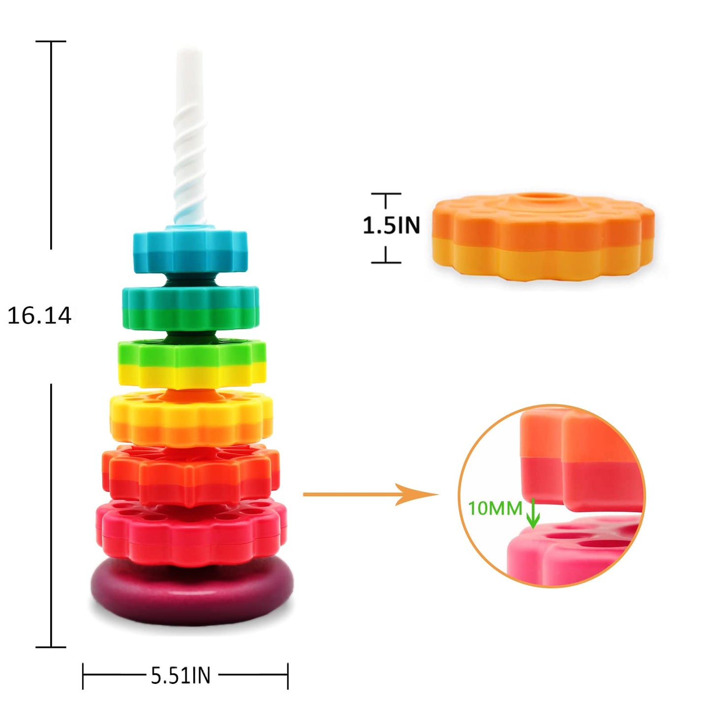 LUCKFUTURE Educational Spinning & Stacking Toy | Rainbow Montessori Sensory Ring Toy for Toddlers 1-3