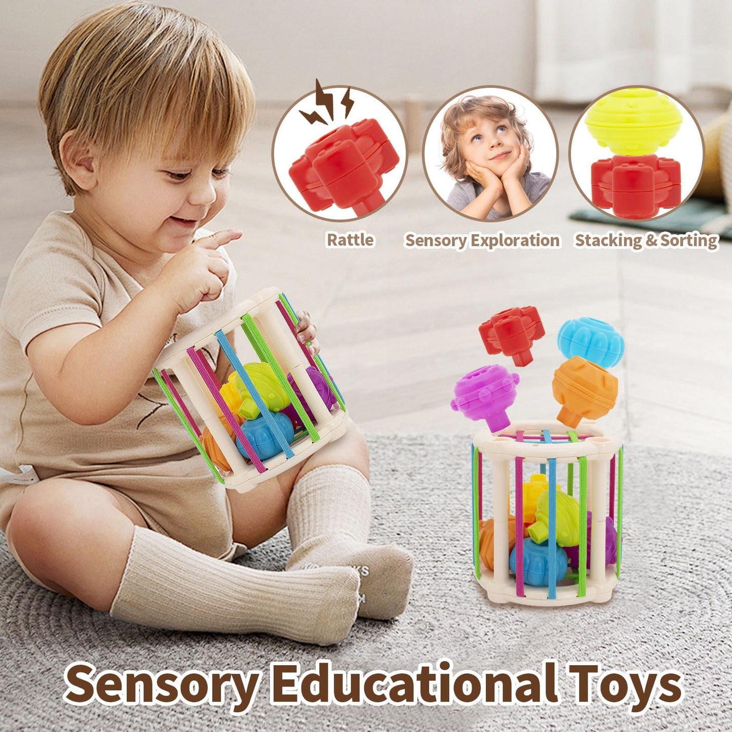 LUCKFUTURE Baby Toys 6–18 Months | 8-in-1 Montessori Toy Set for Sensory Learning