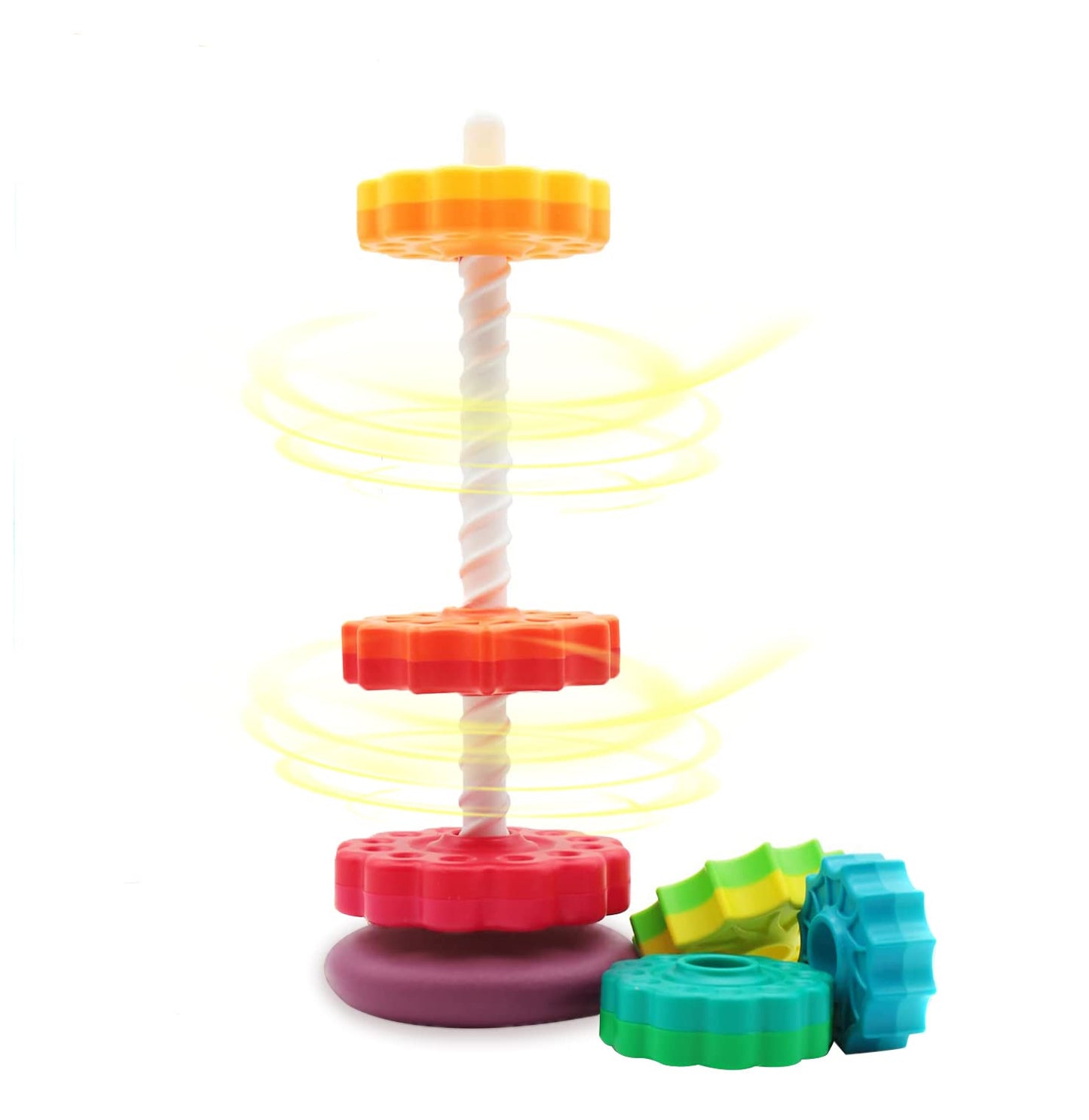 LUCKFUTURE Educational Spinning & Stacking Toy | Rainbow Montessori Sensory Ring Toy for Toddlers 1-3