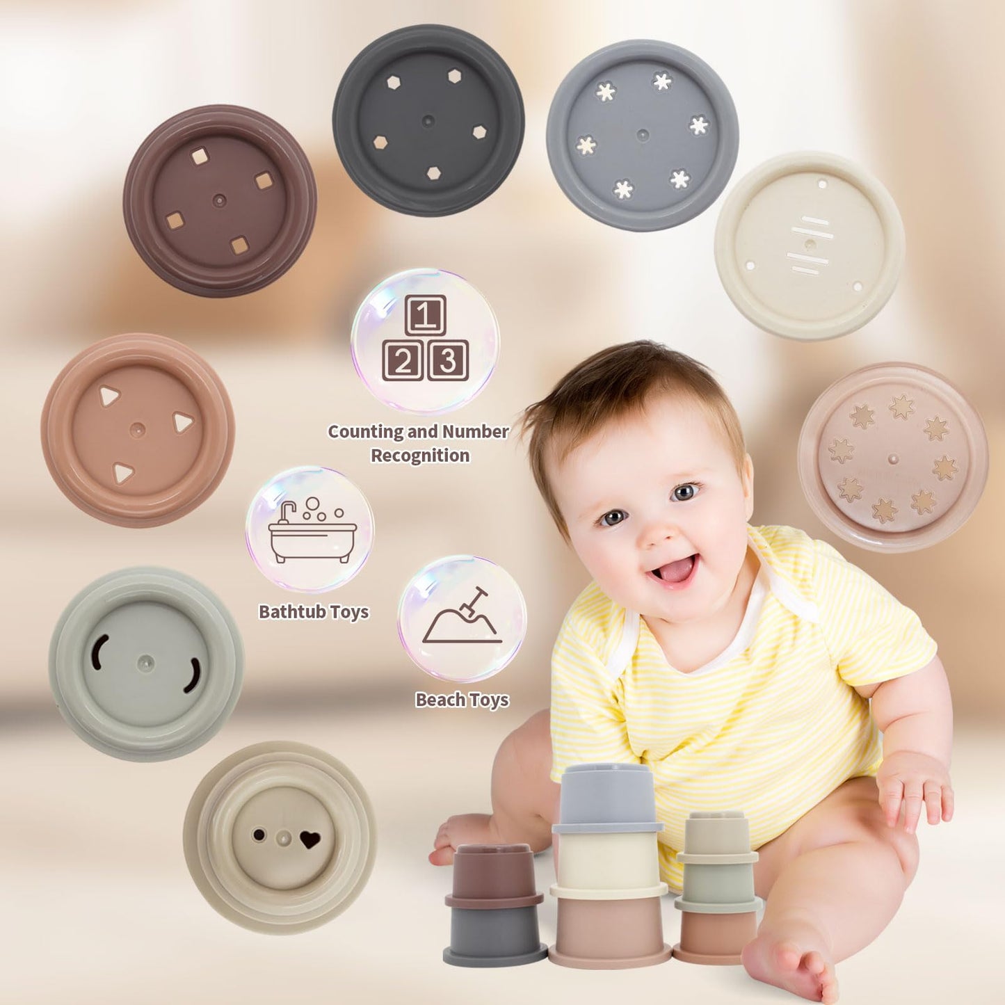 LUCKFUTURE Baby Toys 6–18 Months | 8-in-1 Montessori Toy Set for Sensory Learning