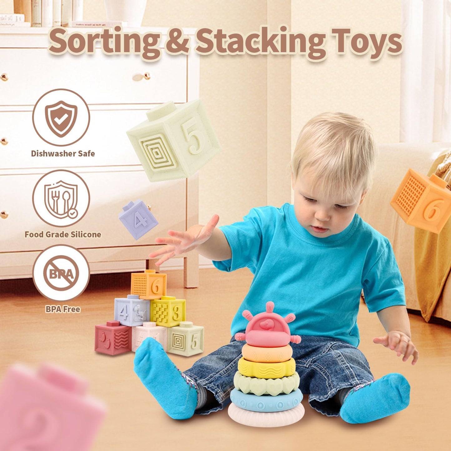LUCKFUTURE Baby Toys 6–18 Months | 8-in-1 Montessori Toy Set for Sensory Learning