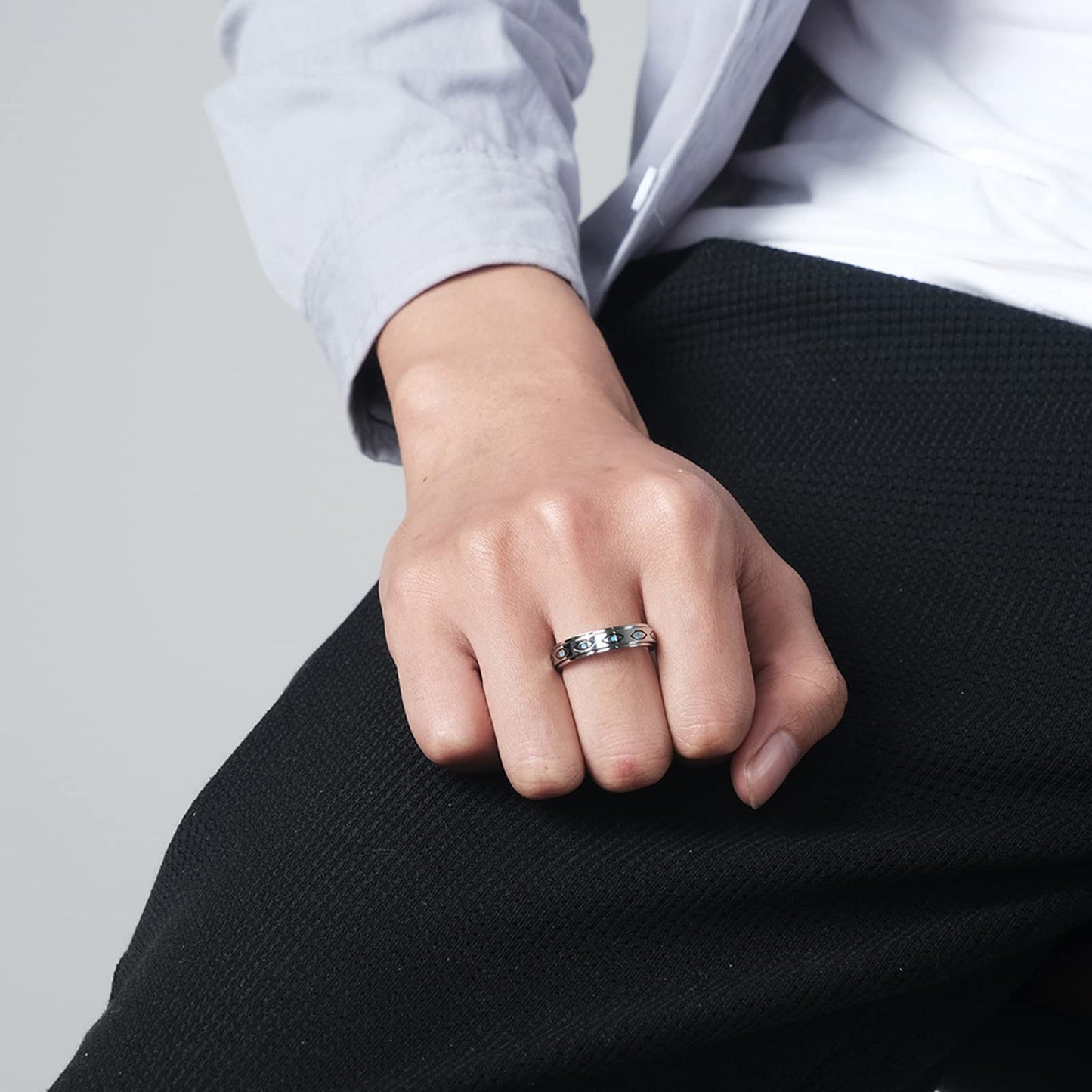 LuckyAmor Anxiety Ring for Women – Moon Star Spinner Ring, Stainless Steel 6mm