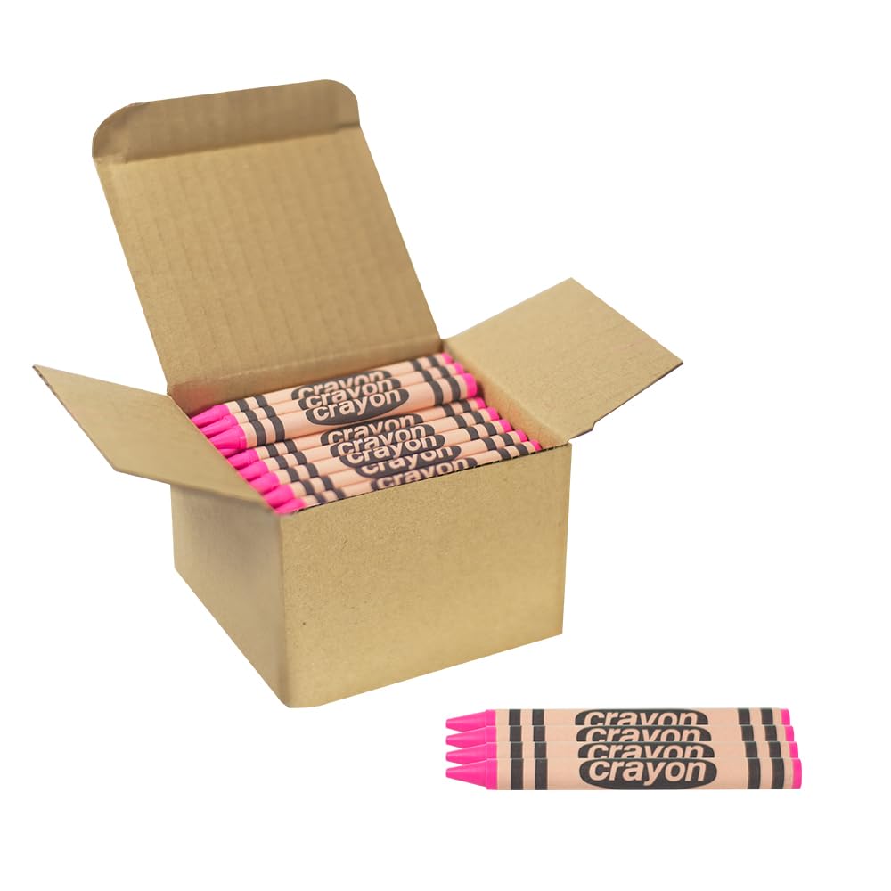 Lucky Art Crayonology 80-Count Pink Single Color Crayons Bulk Pack – Regular Size