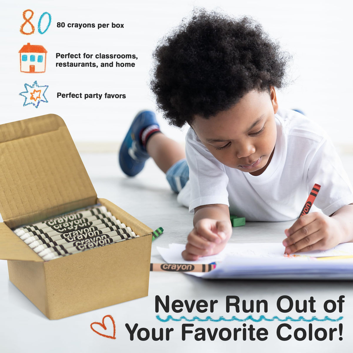 Lucky Art Crayonology 80-Count White Single-Color Crayon Bulk Pack – Regular Size
