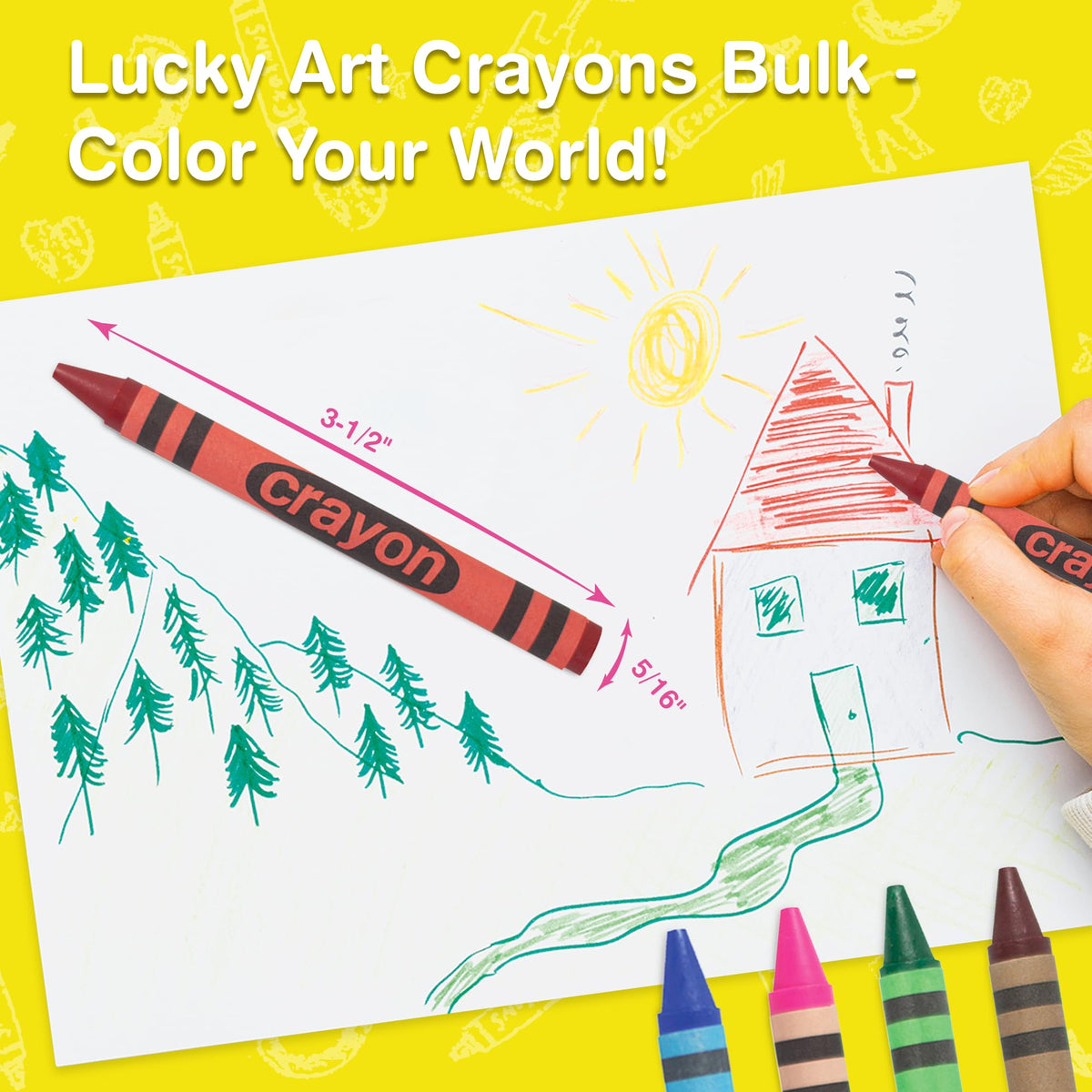 Lucky Art Crayonology 80-Count Red Single Color Crayons Bulk Pack | Non-Toxic Regular Size