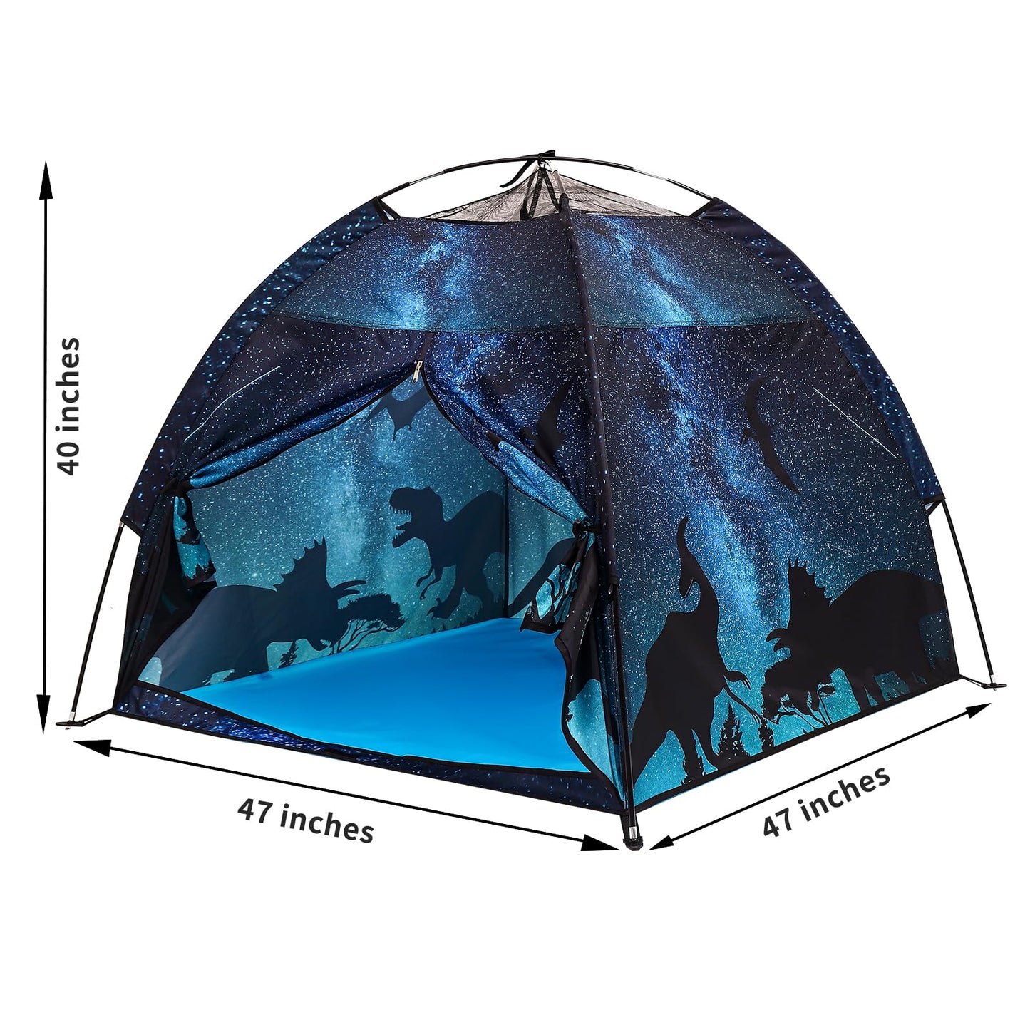 Lucky Castle Kids Play Tent - Easy Pop Up Dome Playhouse for Indoor & Outdoor Fun (Black Dinosaur)
