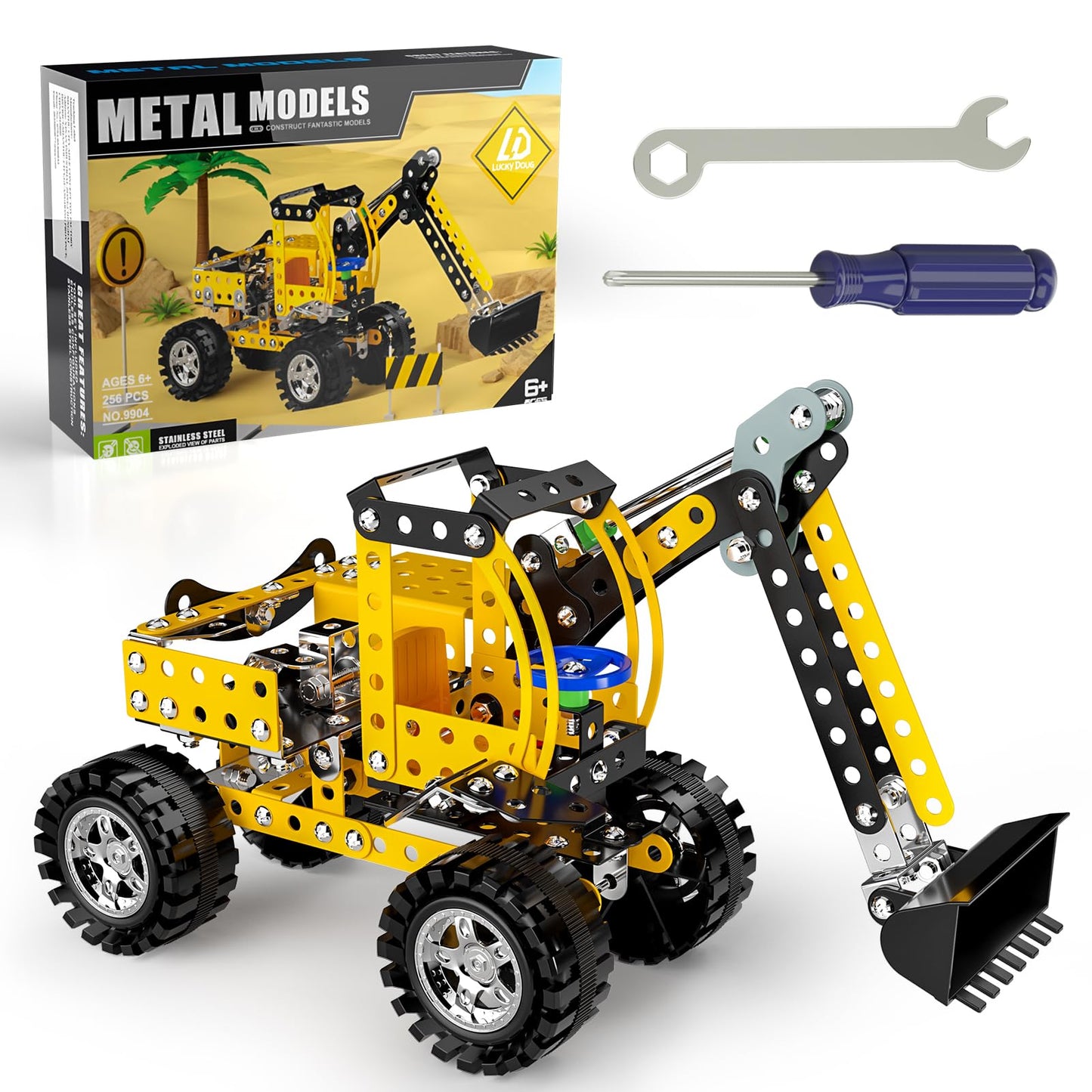 Lucky Doug Stem Building Toys for Kids 8-12 | Metal Bulldozer Construction Kit