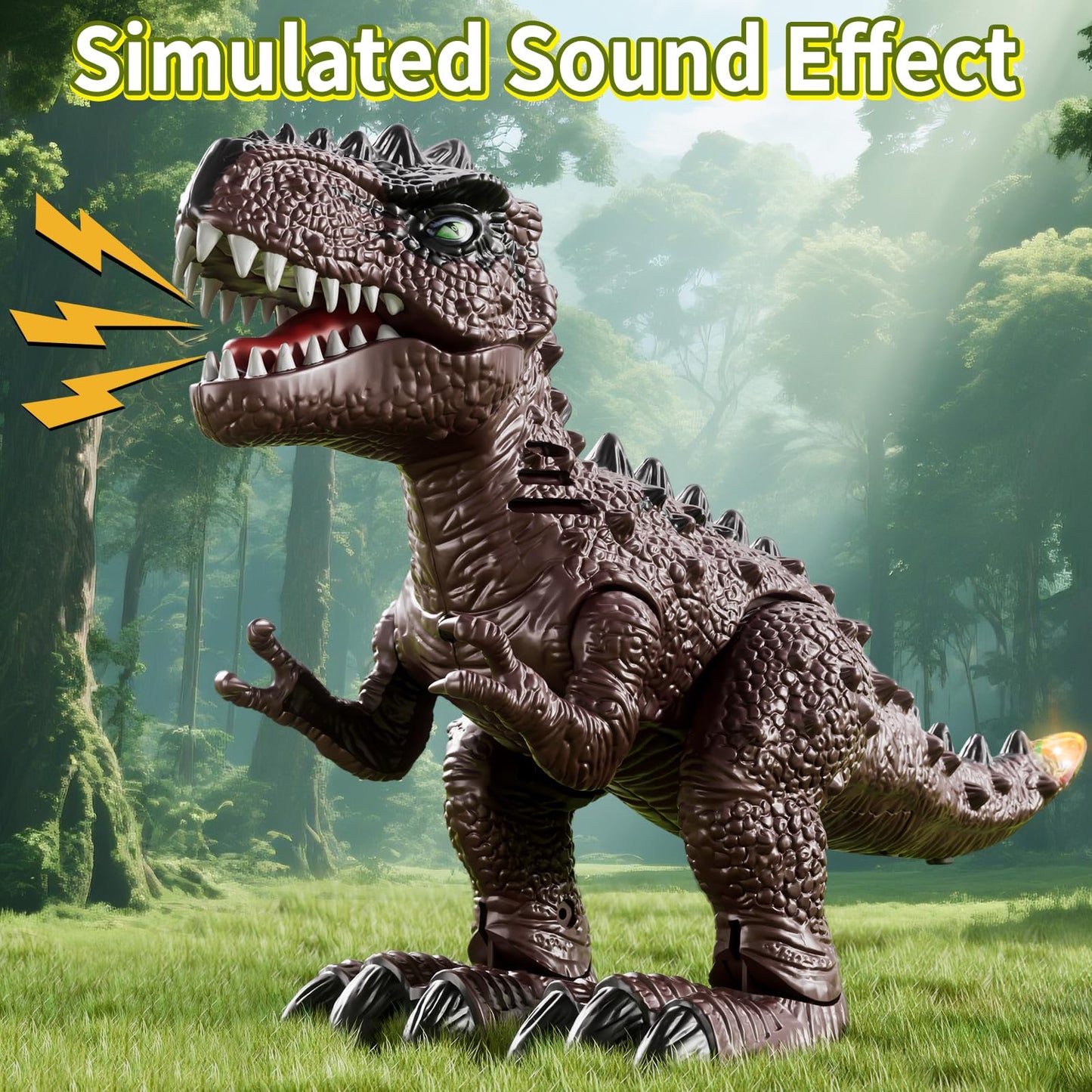 Lucky Doug 3 Pack Electric Realistic Dinosaur Toys with Simulated Sounds & Lights – Ideal Gift for Ages 3-5