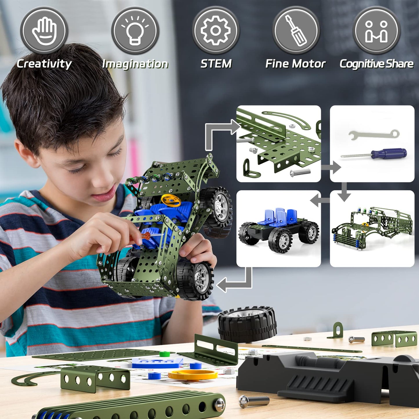 Lucky Doug Building Toys Model Truck Set – STEM Assembly Kit for Kids 8-12