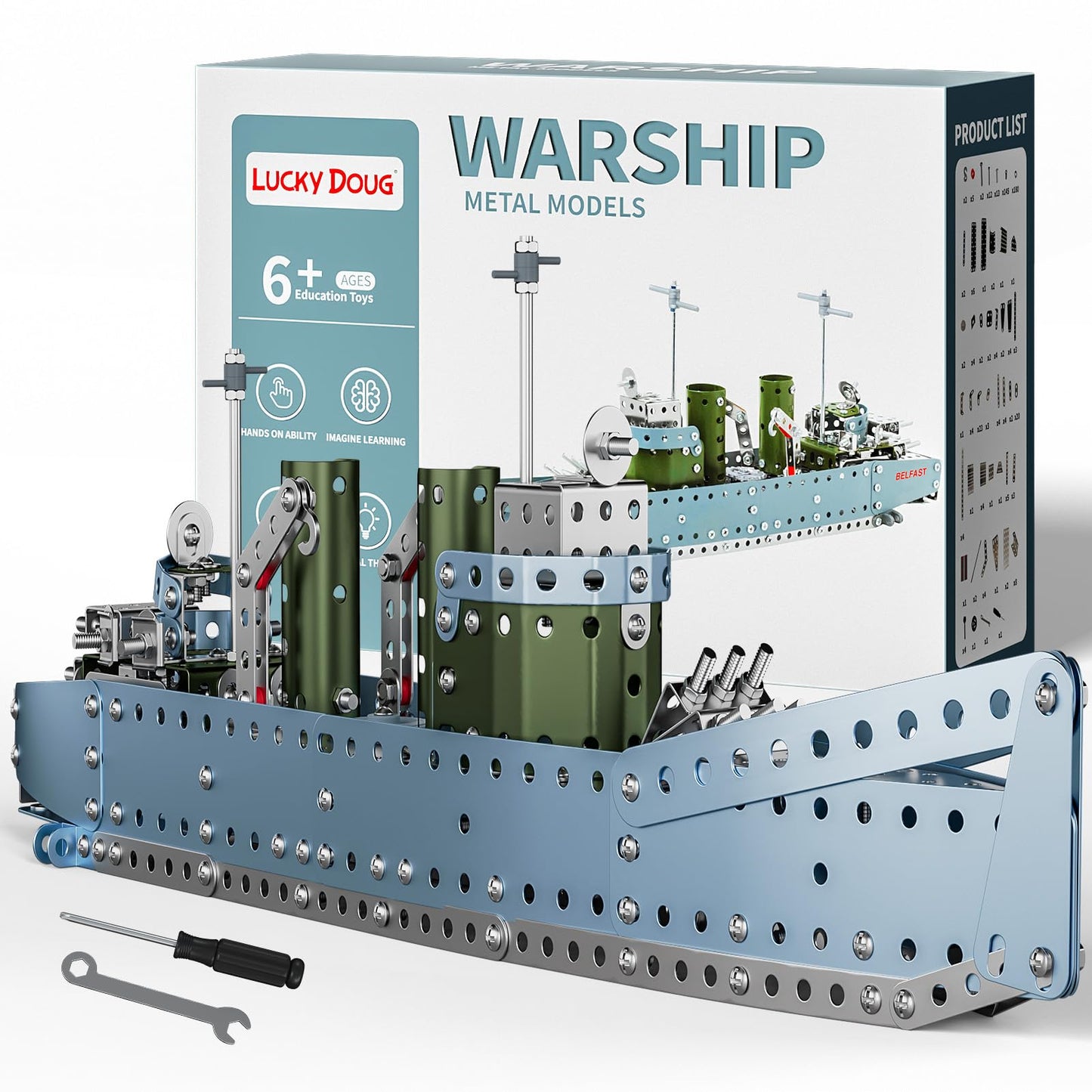 Lucky Doug STEM Building Projects Model Cruiser Ocean Ship Set – 504-Piece STEM Kit for Kids Aged 8-12