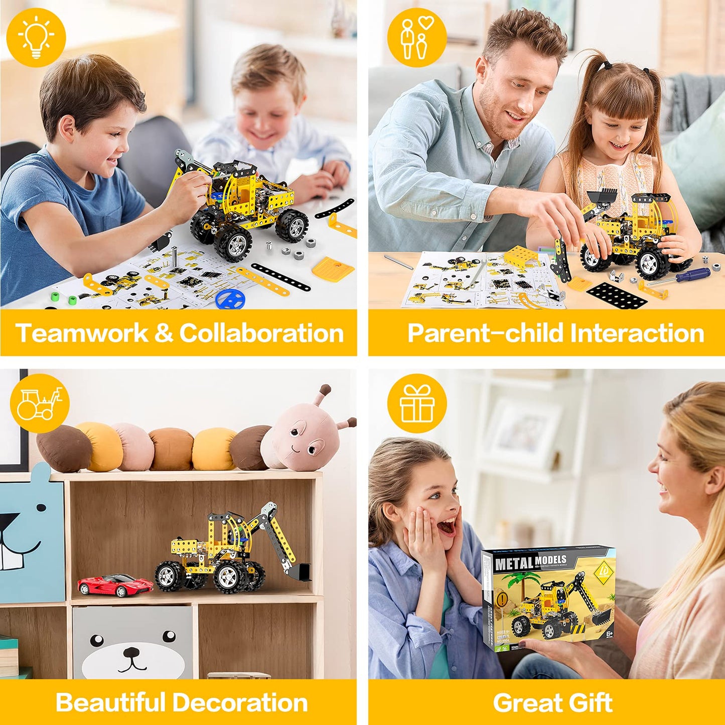 Lucky Doug Stem Building Toys for Kids 8-12 | Metal Bulldozer Construction Kit