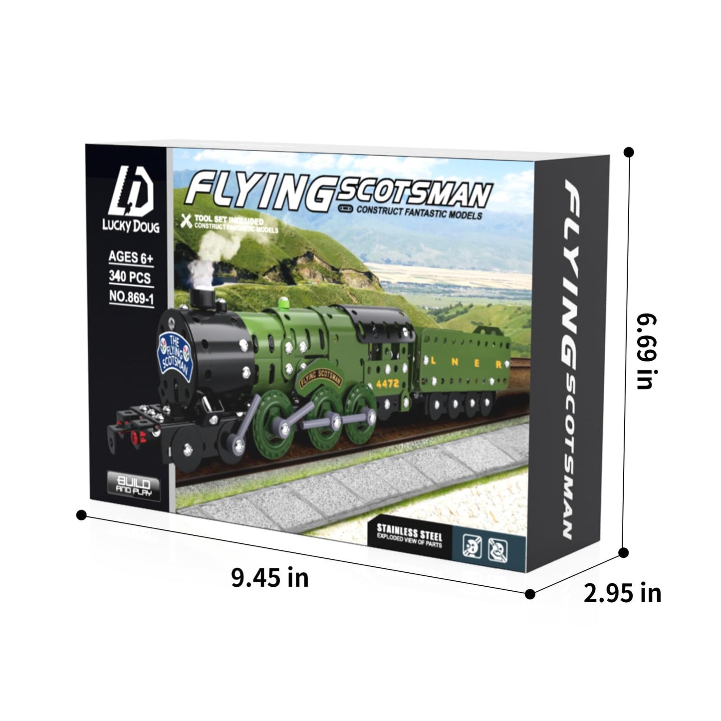 Lucky Doug STEM Train Set – 340-Piece Metal Building Toys for Ages 8–16