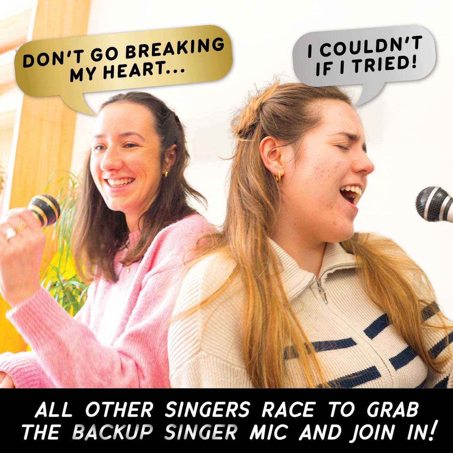 Lucky Egg Grab The Mic Duets – Family Karaoke Board Game with 2 Mics (2–10 Players, 150 Cards, 300 Lyrics)