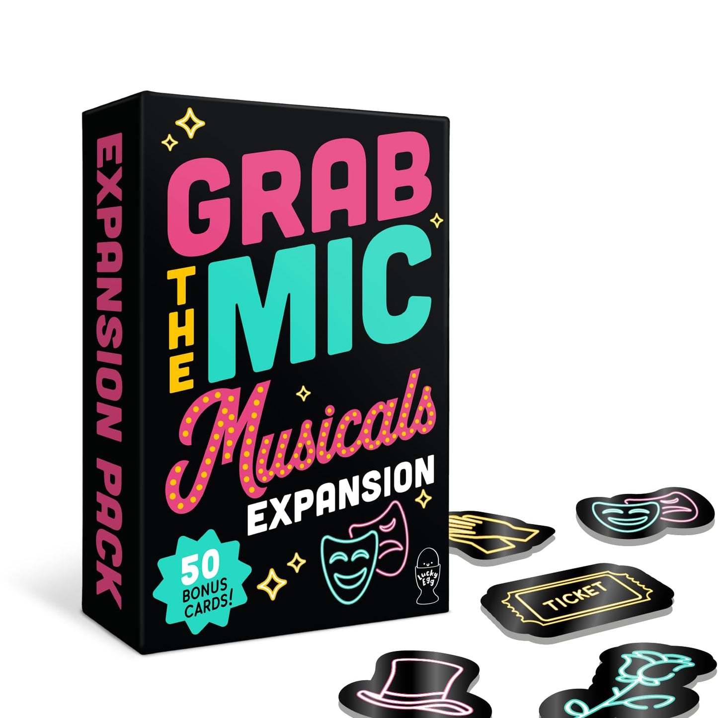Lucky Egg Grab The Mic Musicals Expansion – 50 New Expansion Cards for Family Karaoke (8+) | 2-15 Players