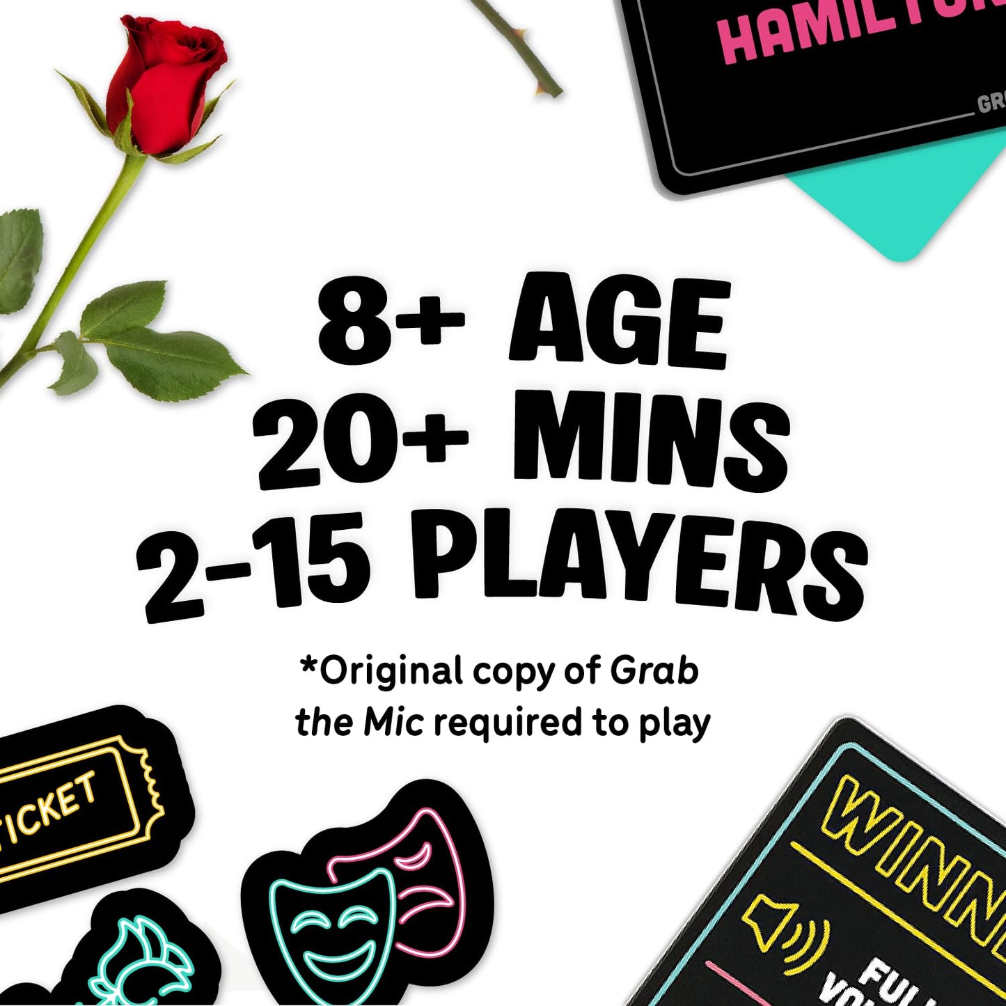 Lucky Egg Grab The Mic Musicals Expansion – 50 New Expansion Cards for Family Karaoke (8+) | 2-15 Players