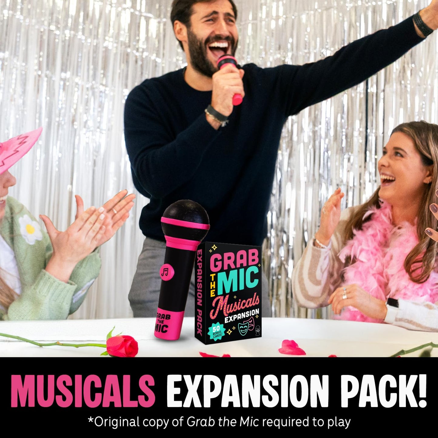 Lucky Egg Grab The Mic Musicals Expansion – 50 New Expansion Cards for Family Karaoke (8+) | 2-15 Players