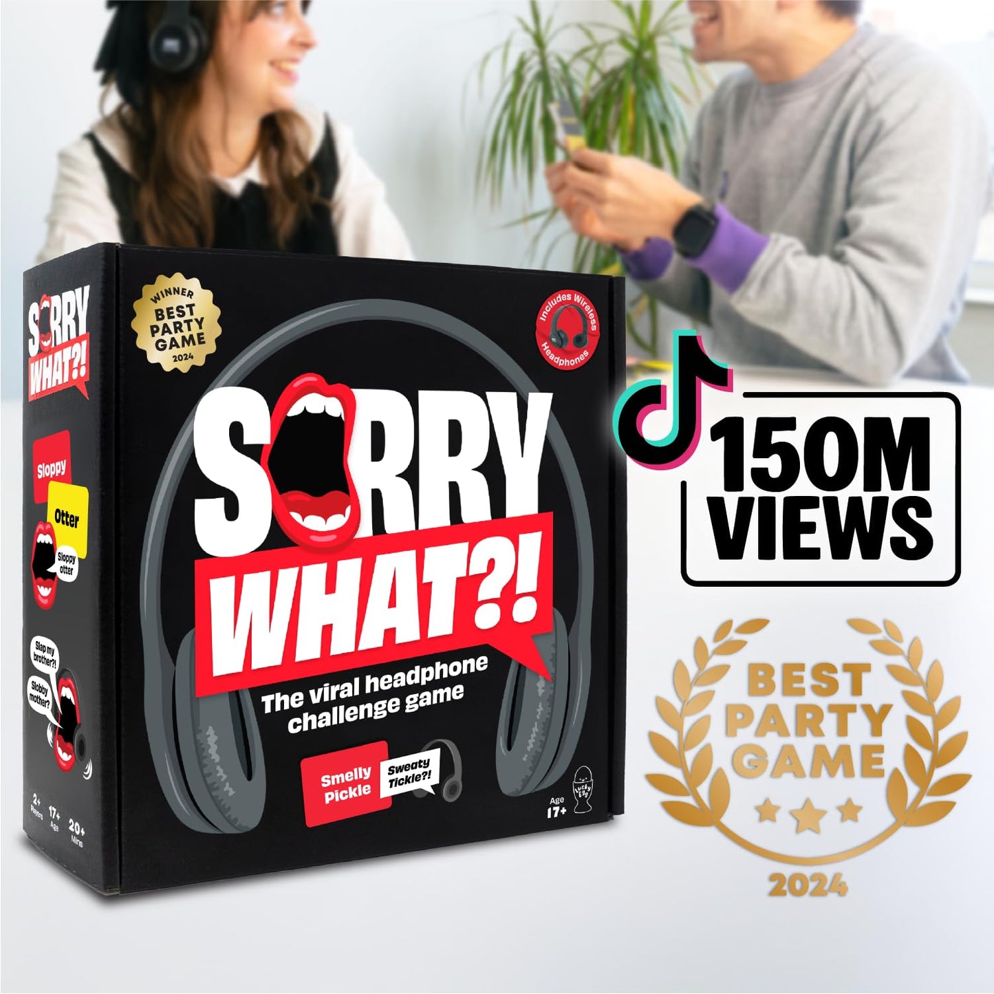 Lucky Egg Sorry What: Uncensored Lip Reading Party Game for Adults – 40,000 Phrases, 2+ Players (Ages 17+)