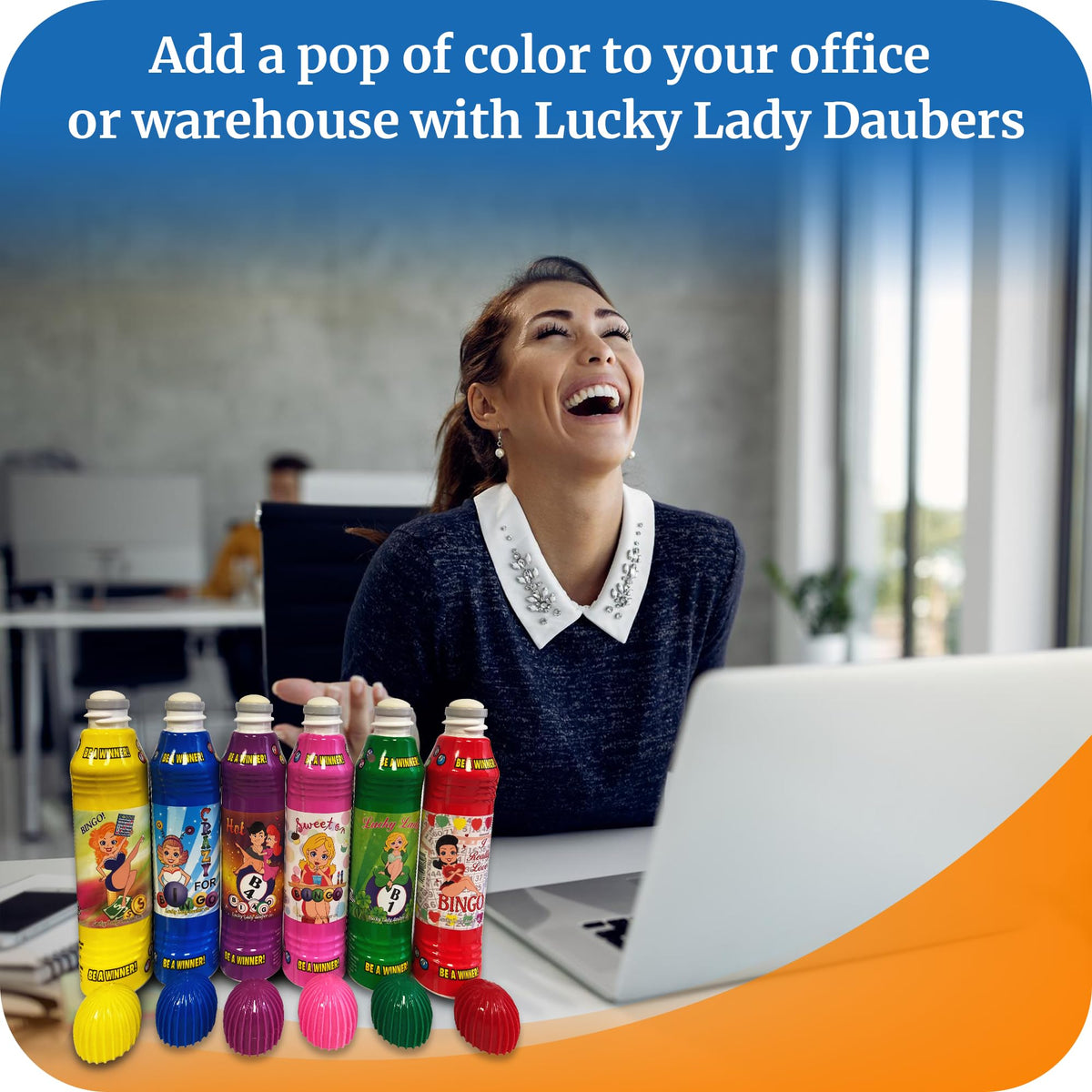 Lucky Lady Bingo Daubers for Adults – 6-Pack Colorful Markers with Dab-O-Ink
