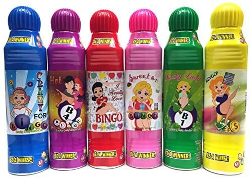 Lucky Lady Bingo Daubers for Adults – 6-Pack Colorful Markers with Dab-O-Ink