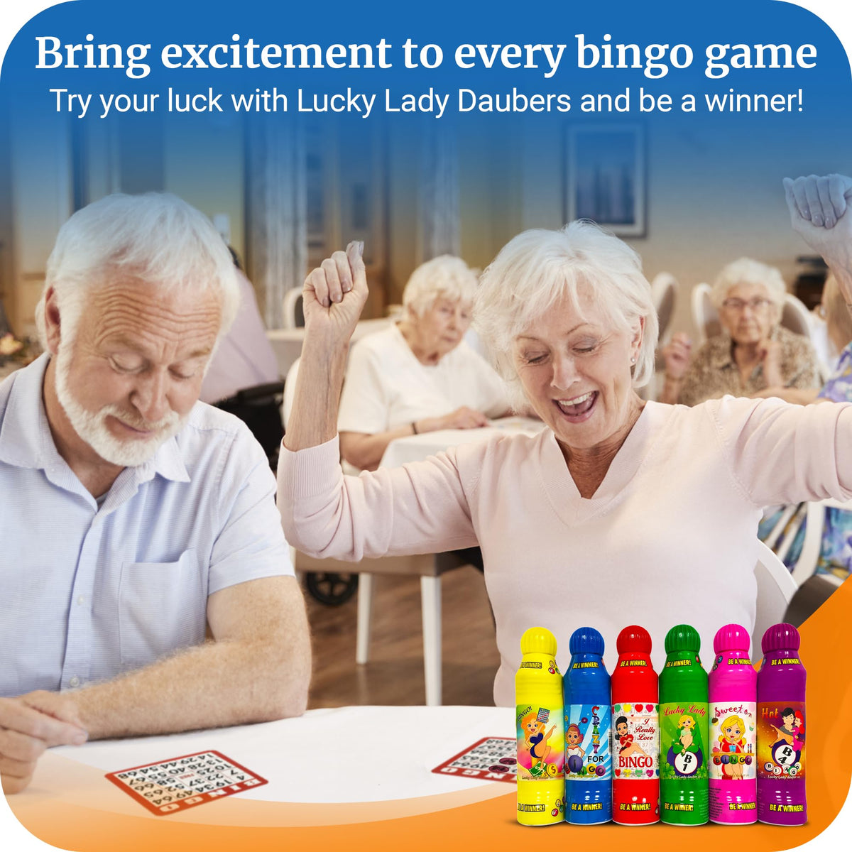 Lucky Lady Bingo Daubers for Adults – 6-Pack Colorful Markers with Dab-O-Ink