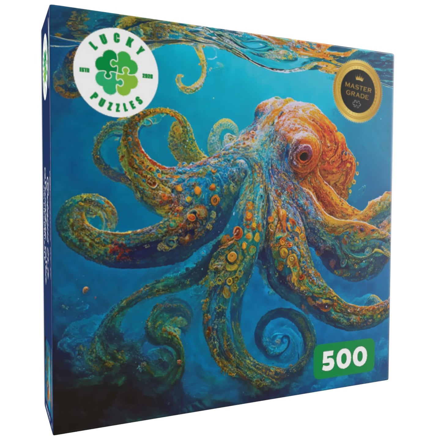 Lucky Puzzles Octopus in a Swirling Sea - 500-Piece Jigsaw Puzzle for Adults - 18 x 24 Inches