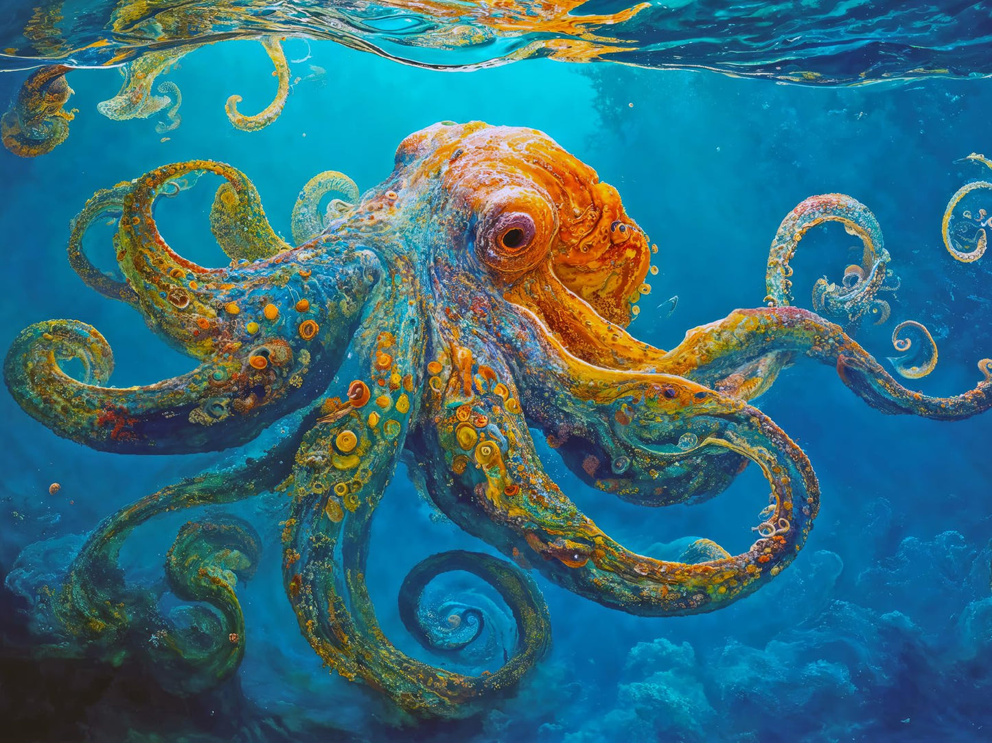 Lucky Puzzles Octopus in a Swirling Sea - 500-Piece Jigsaw Puzzle for Adults - 18 x 24 Inches