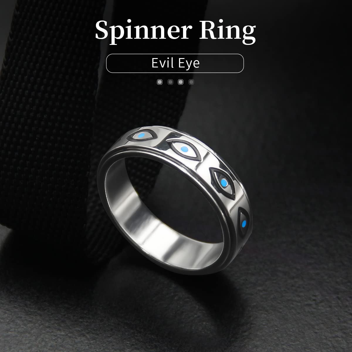 LuckyAmor Anxiety Ring for Women - Spinner Ring, 6mm Moon & Star, Stainless Steel