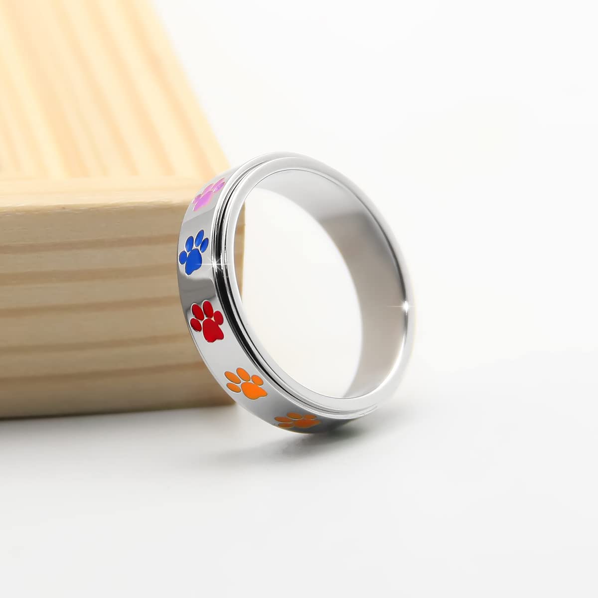 LuckyAmor Anxiety Ring for Women - Moon & Star Spinner, Stainless Steel