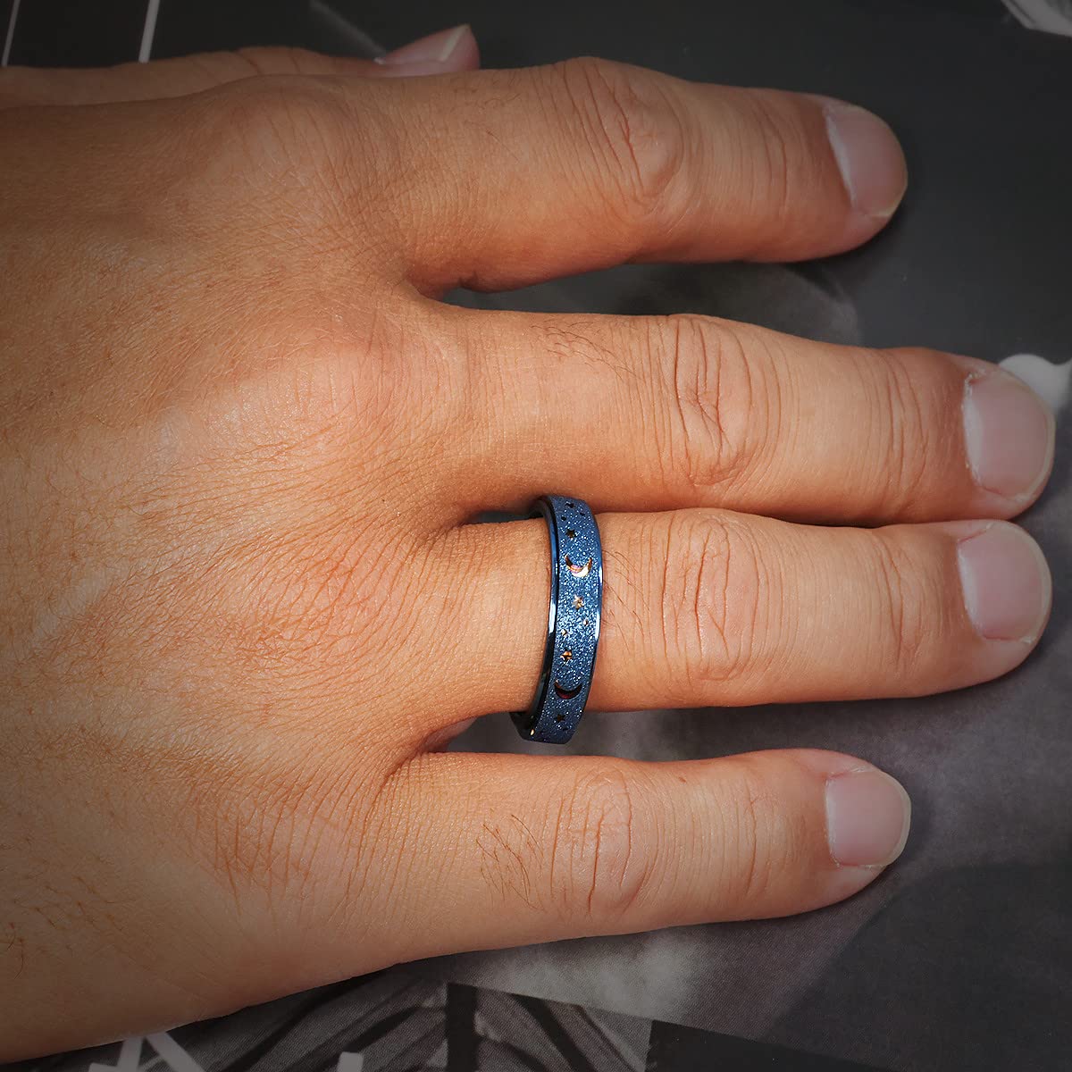 LuckyAmor Anxiety Ring for Women – Moon Star Spinner Ring, 6mm Stainless Steel – Gift Idea