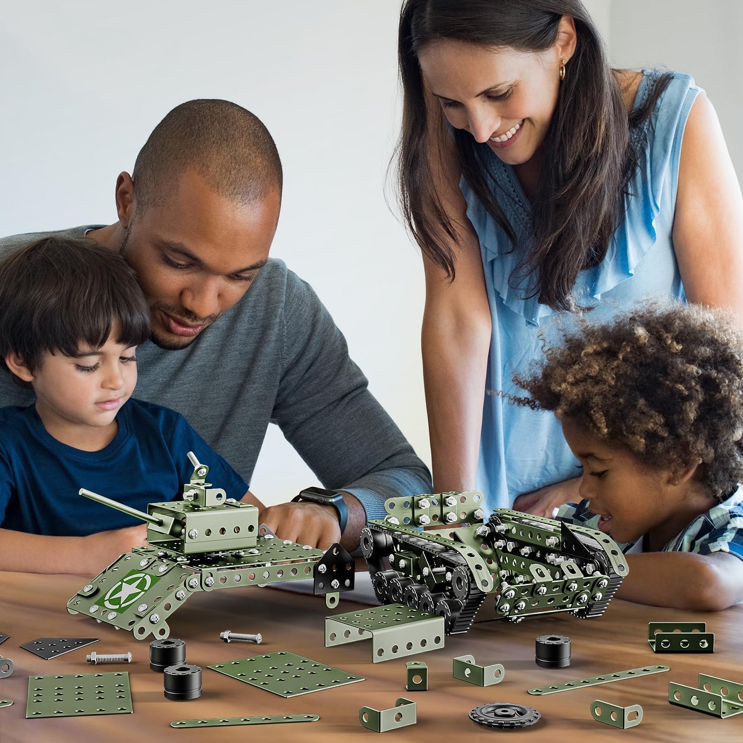 Lucky Doug STEM Army Tank Model Kit – 284-Piece Educational Building Toy for Ages 8–12