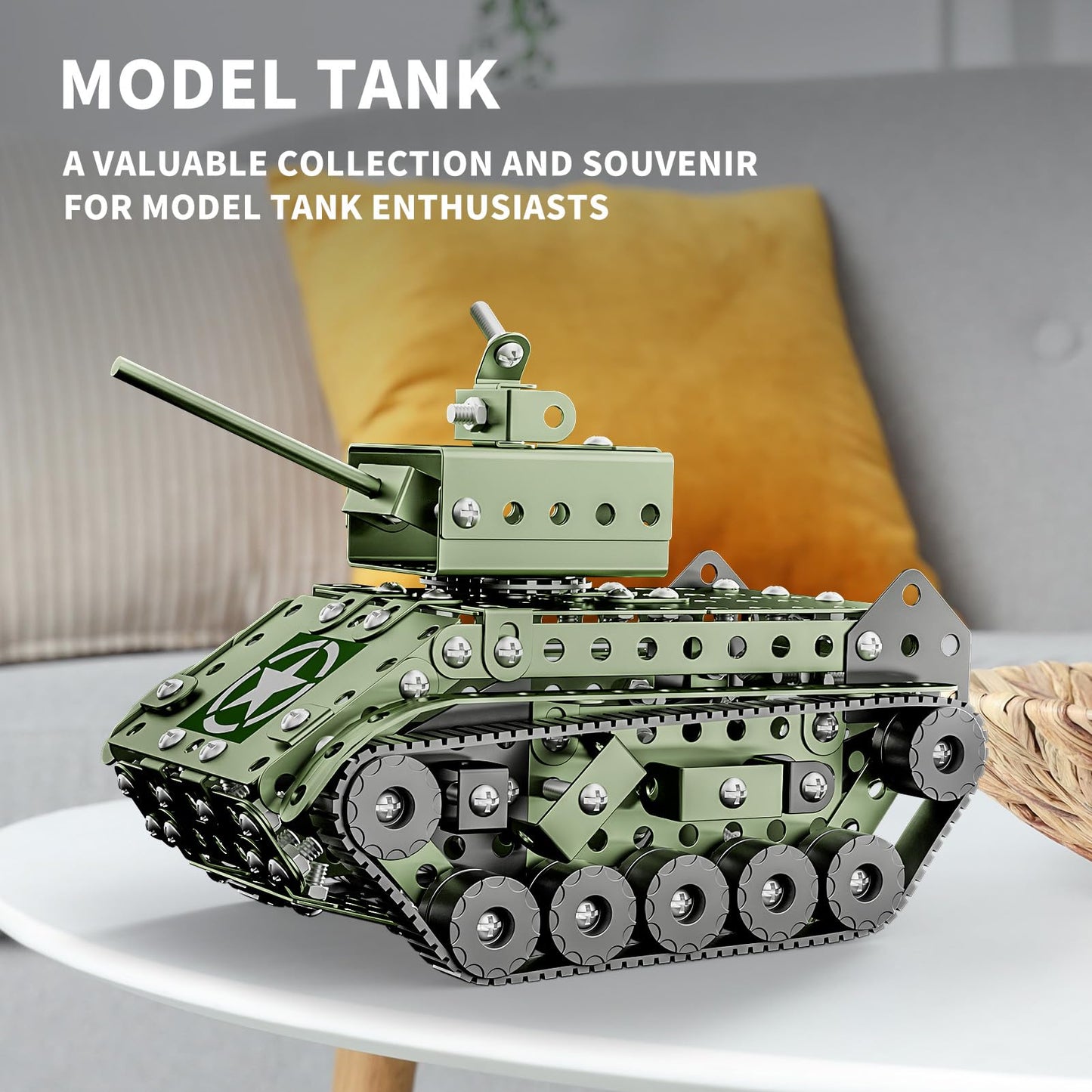 Lucky Doug STEM Army Tank Model Kit – 284-Piece Educational Building Toy for Ages 8–12