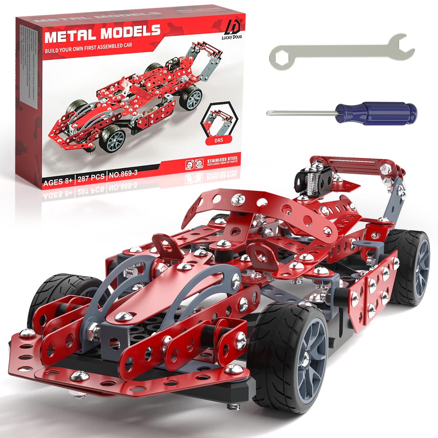 Lucky Doug Building Kit Model Car Set - STEM Construction Toy for Ages 8-12