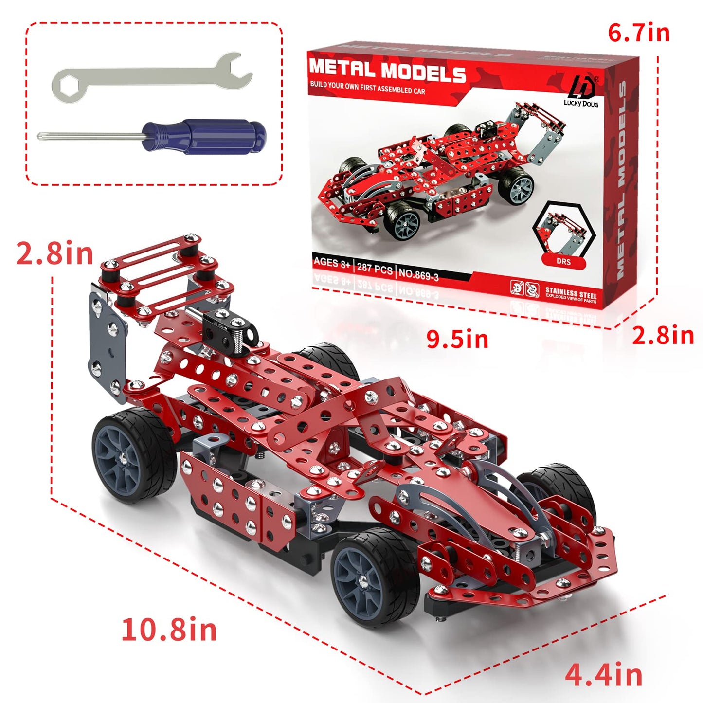 Lucky Doug Building Kit Model Car Set - STEM Construction Toy for Ages 8-12