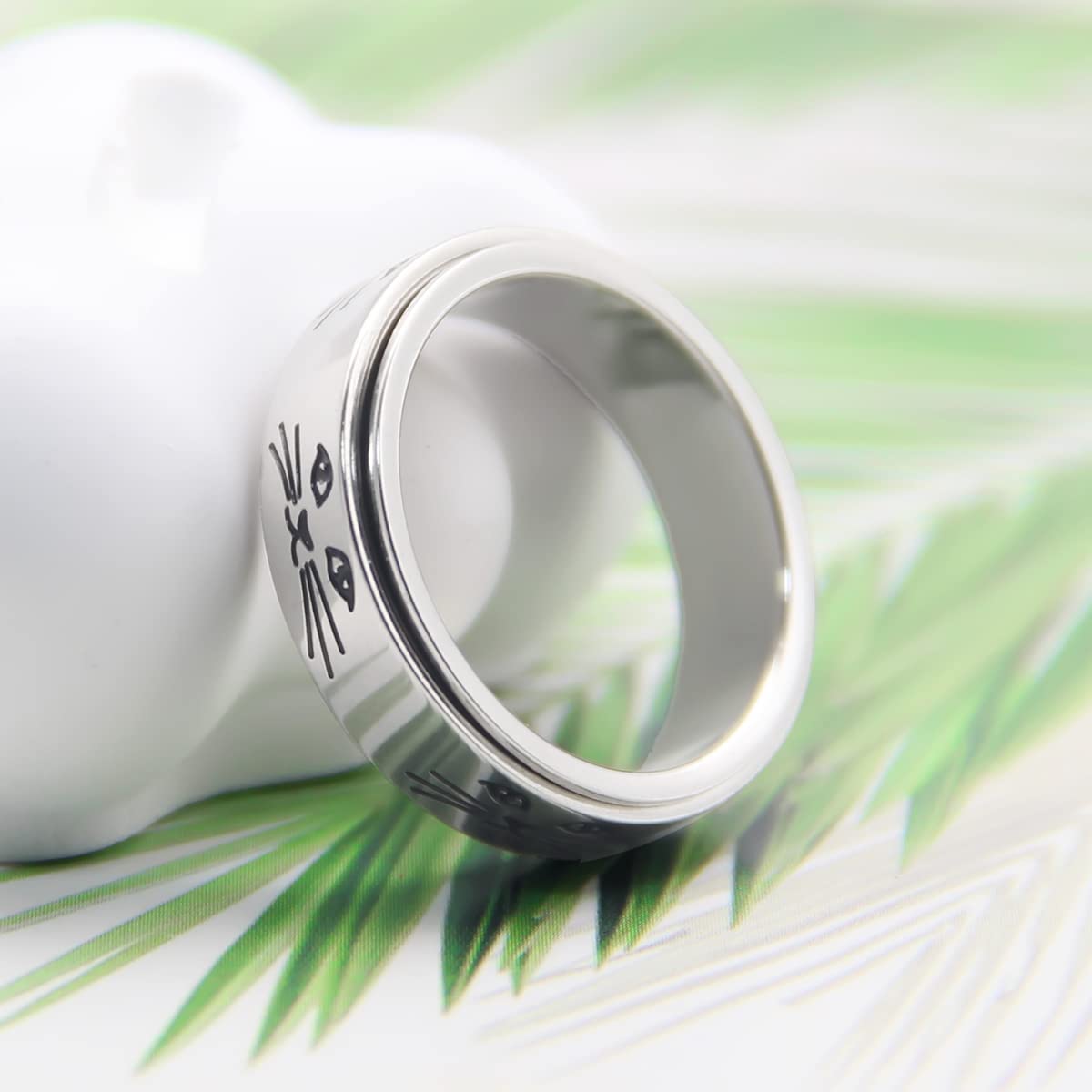 LuckyAmor Anxiety Ring for Women – Moon Star Spinner Ring in Stainless Steel (6mm) | Sizes 5-11