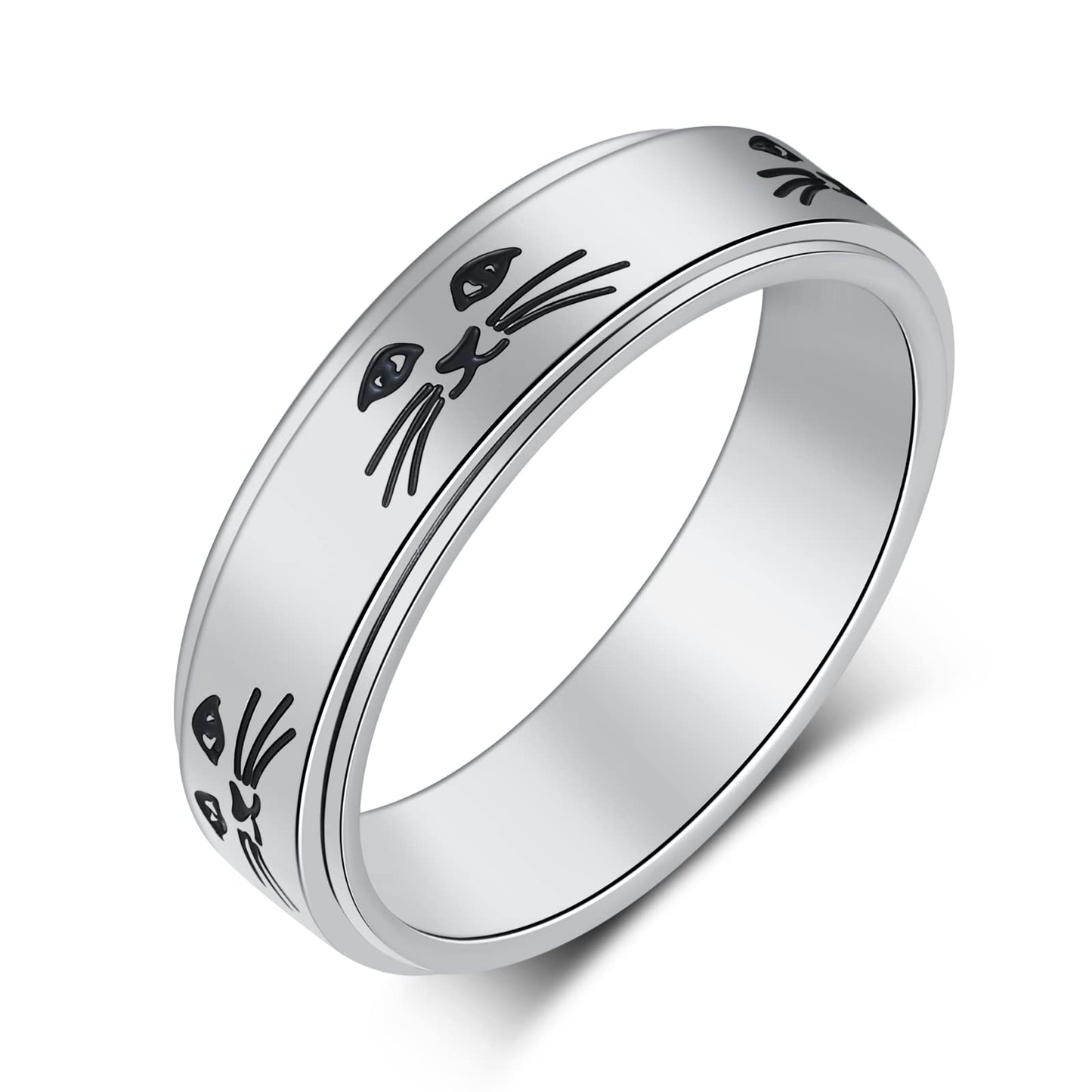 LuckyAmor Anxiety Ring for Women – Moon Star Spinner Ring in Stainless Steel (6mm) | Sizes 5-11