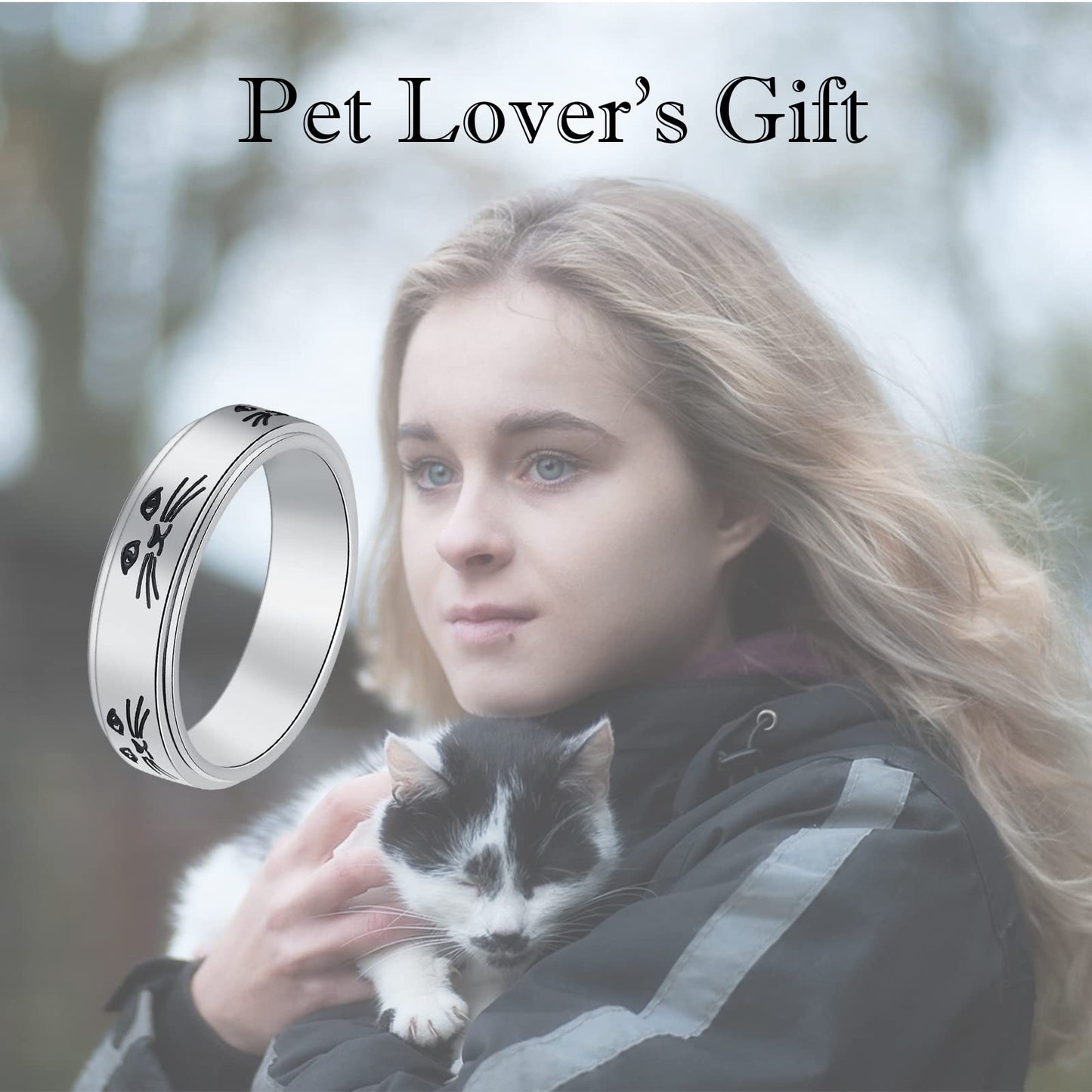 LuckyAmor Anxiety Ring for Women – Moon Star Spinner Ring in Stainless Steel (6mm) | Sizes 5-11