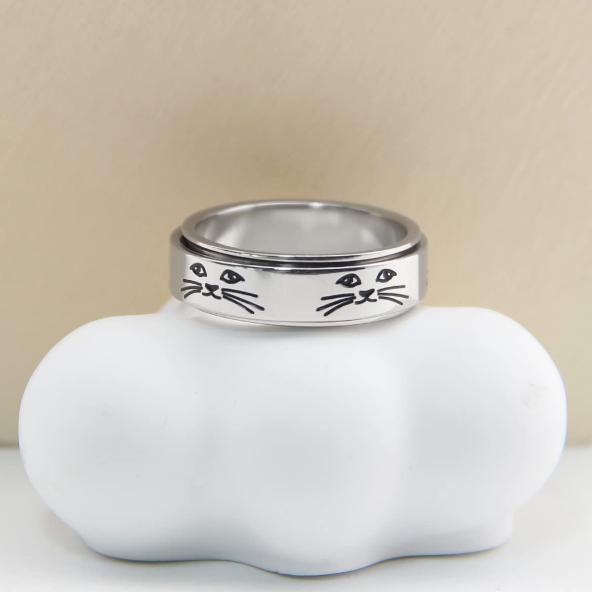 LuckyAmor Anxiety Ring for Women – Moon Star Spinner Ring in Stainless Steel (6mm) | Sizes 5-11