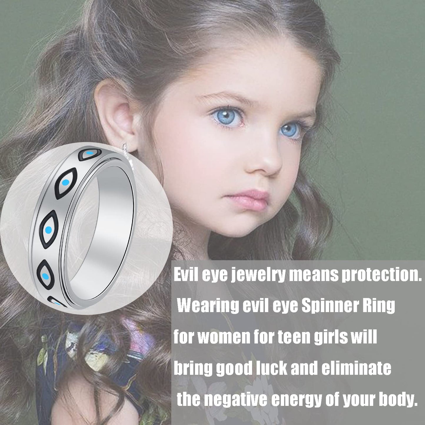 LuckyAmor Anxiety Ring for Women — Moon & Star Spinner Ring, Stainless Steel 6mm Band