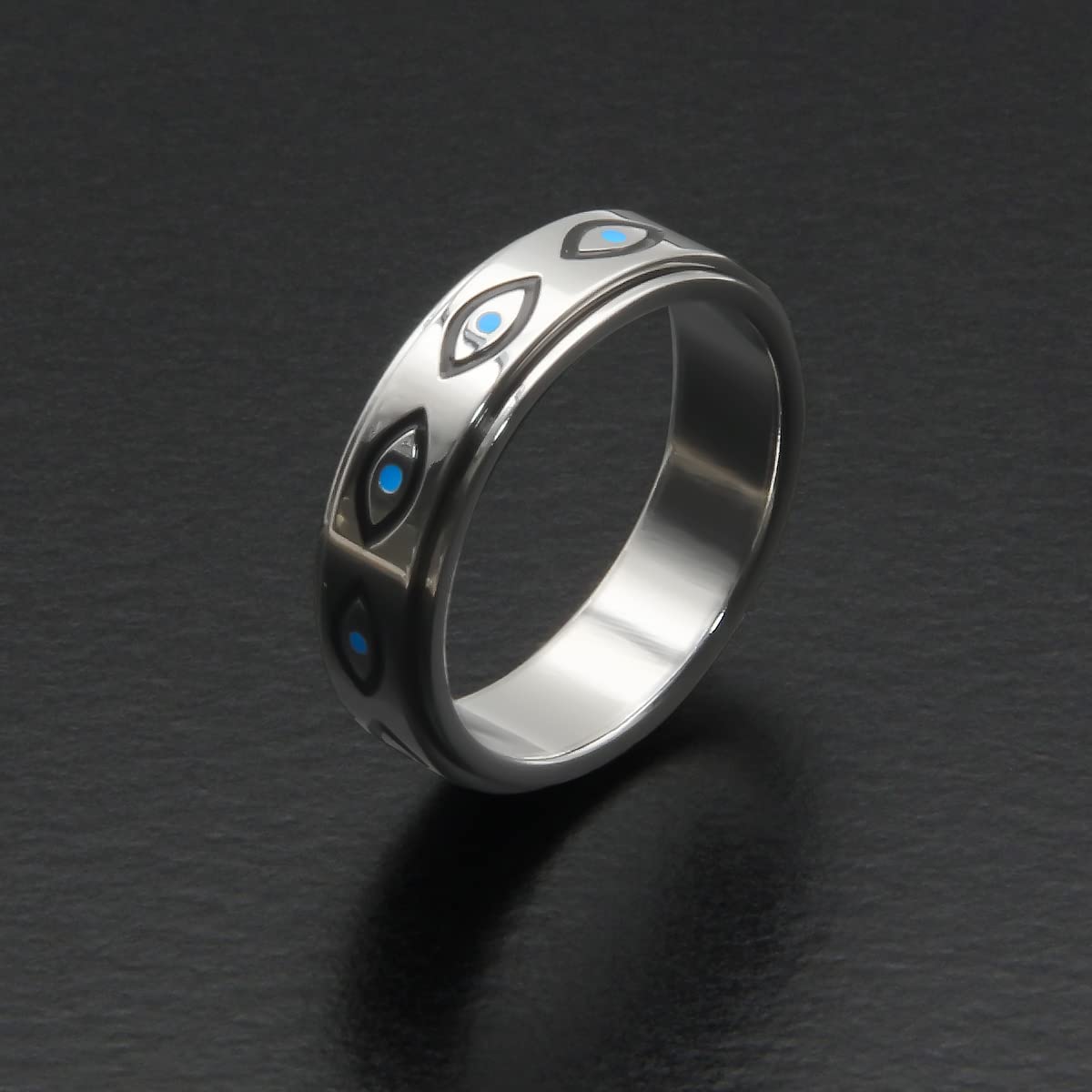 LuckyAmor Anxiety Ring for Women — Moon & Star Spinner Ring, Stainless Steel 6mm Band