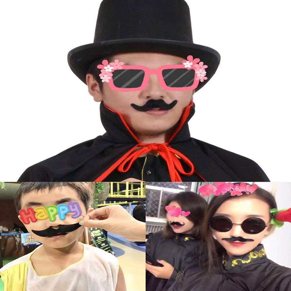LuckyStar365 24 Pcs Novelty Fake Mustaches – Self-Adhesive Party Disguises
