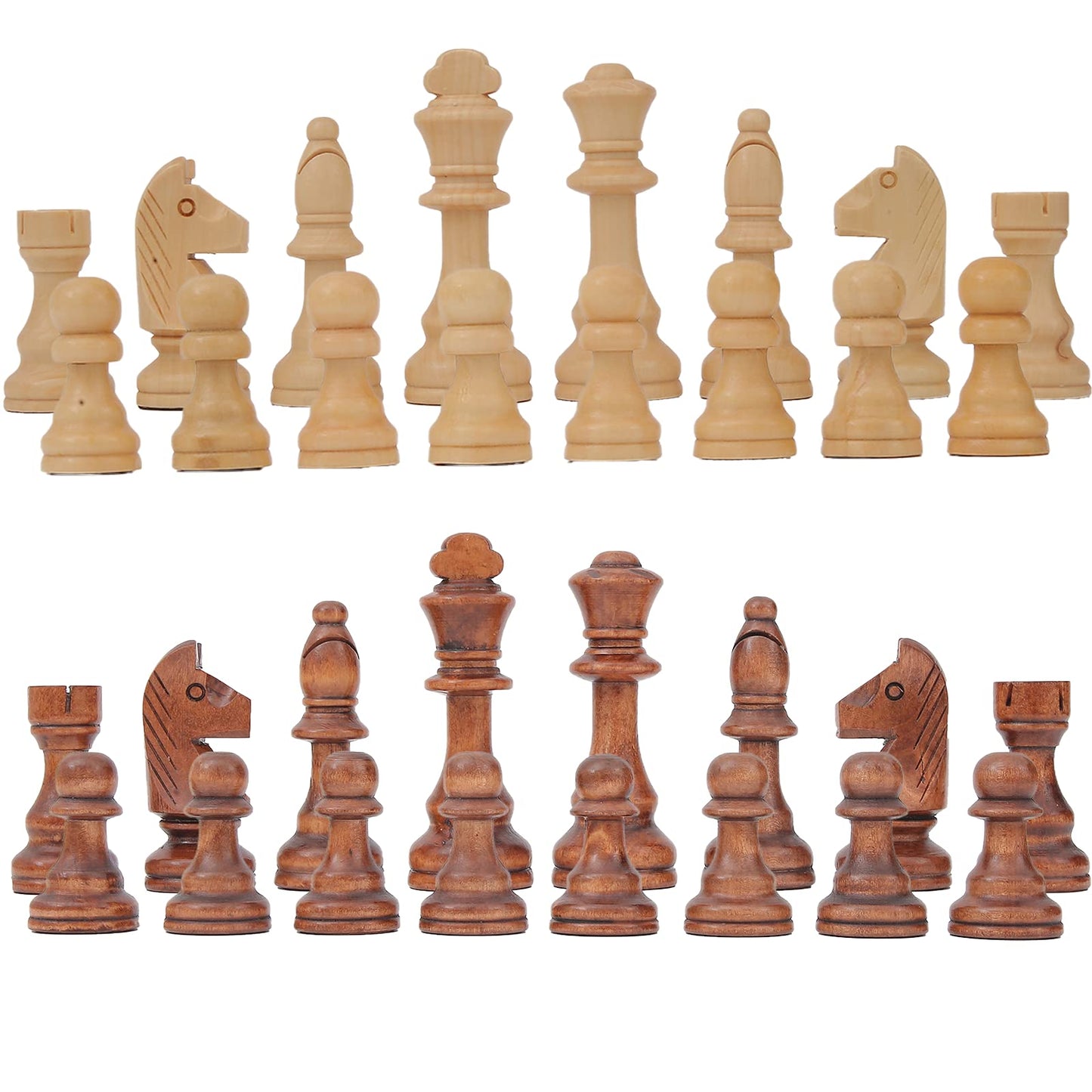 LuckyWish Large Wooden Chess Pieces – 4.3-Inch King, Complete Pieces Set (No Board)