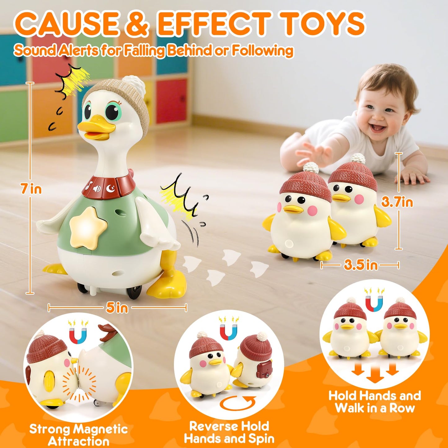 LUDILO Musical Crawling Duck Toy for 6-12 Months | Baby Sensory Toy