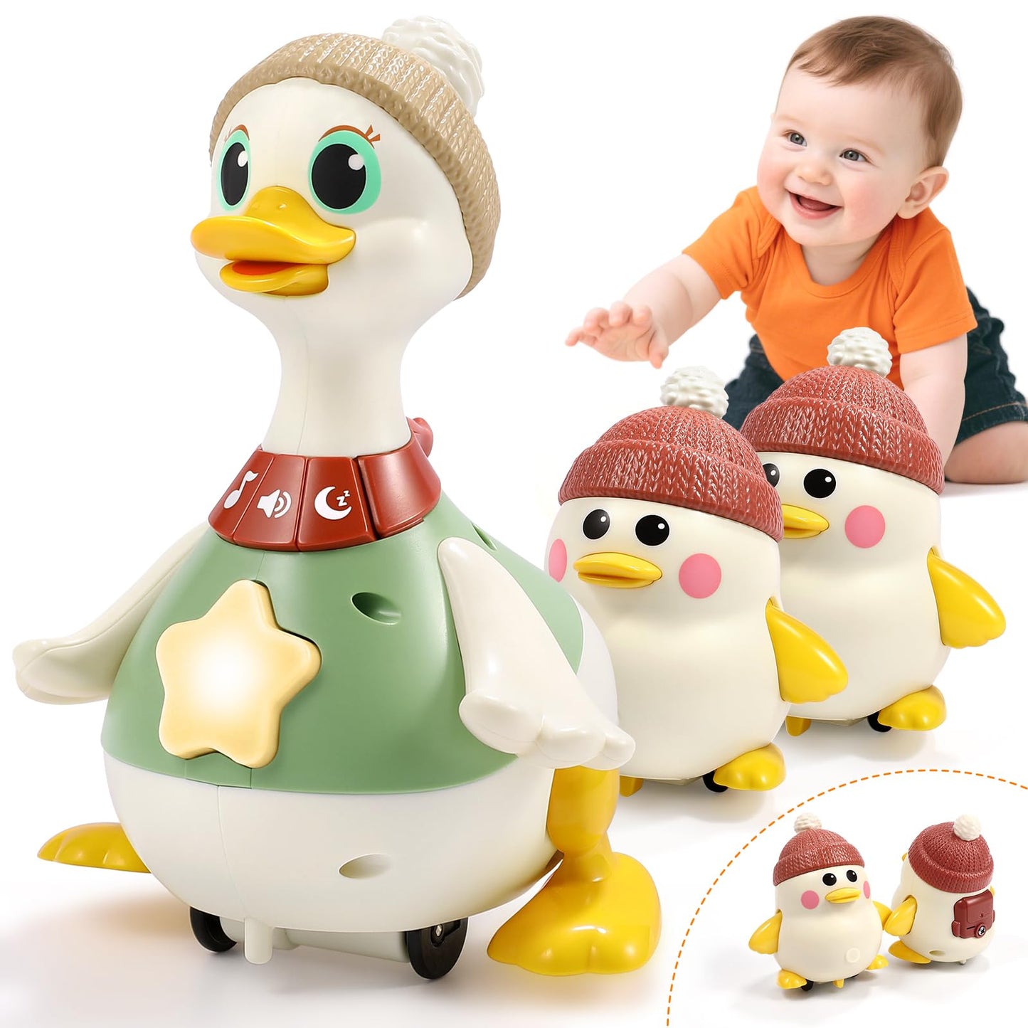 LUDILO Musical Crawling Duck Toy for 6-12 Months | Baby Sensory Toy