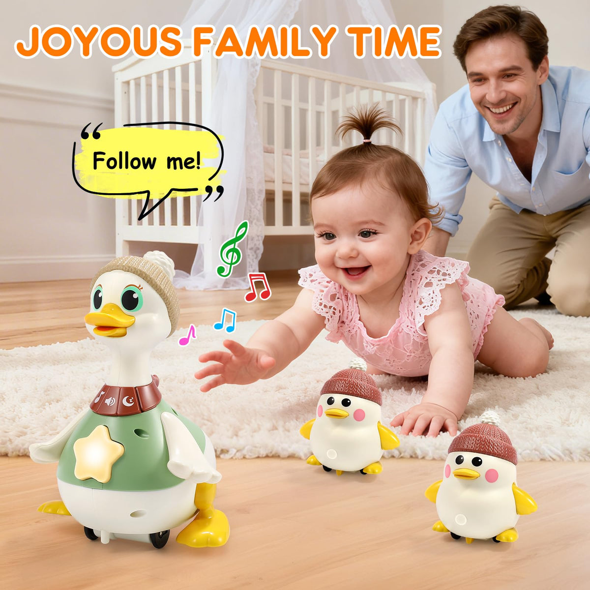 LUDILO Musical Crawling Duck Toy for 6-12 Months | Baby Sensory Toy